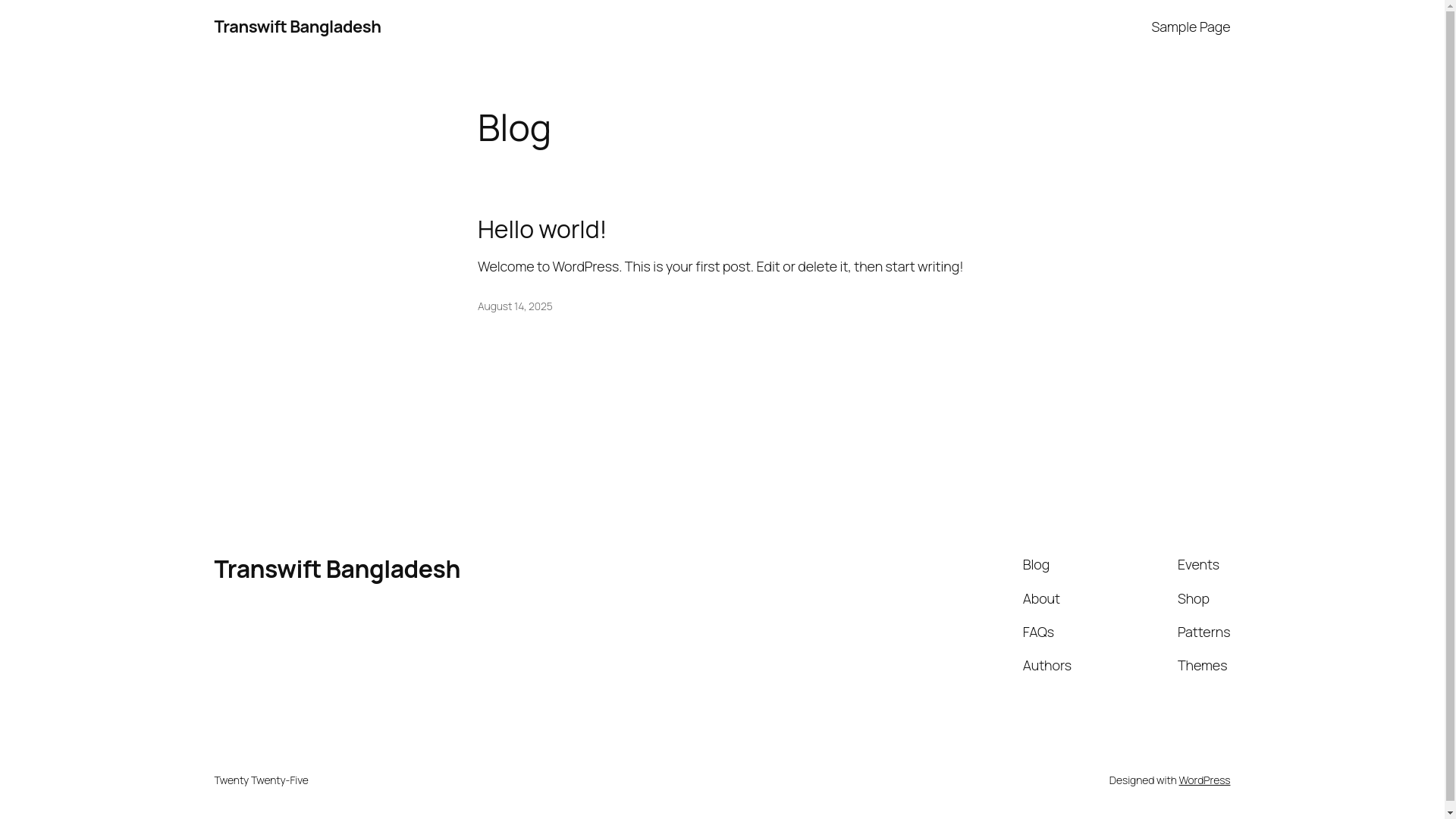website screenshot of https://transwiftbd.com/