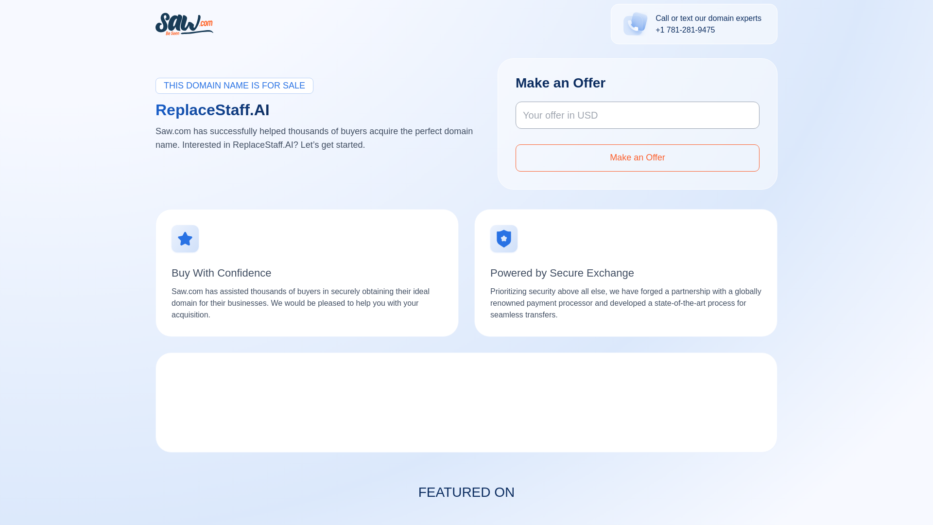 website screenshot of https://replacestaff.ai/