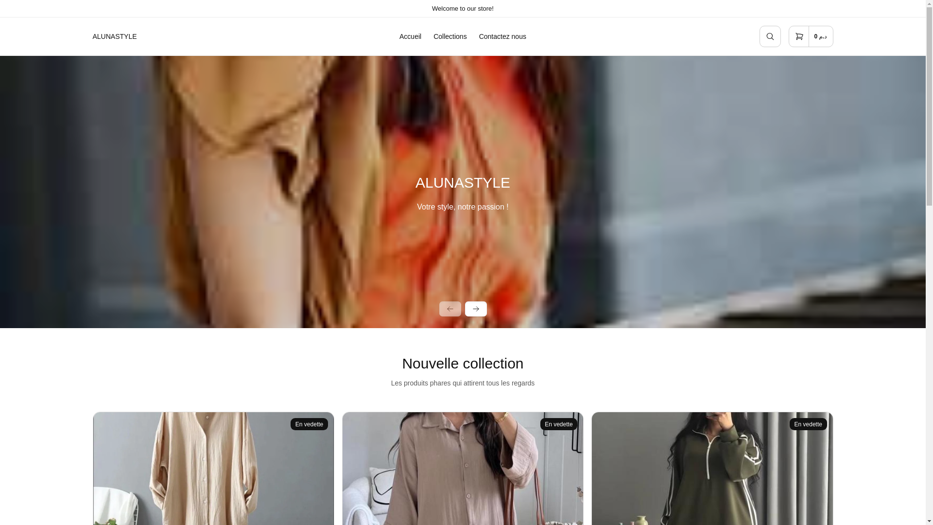 website screenshot of https://alunastyle.store/