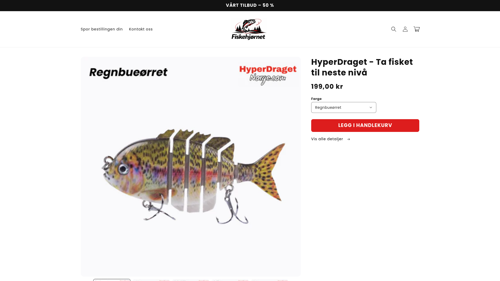 website screenshot of https://fiskehjornet.store