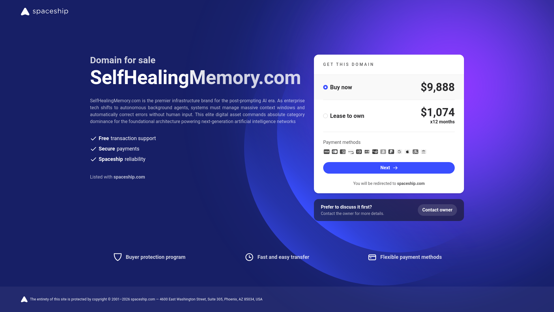 website screenshot of https://selfhealingmemory.com/