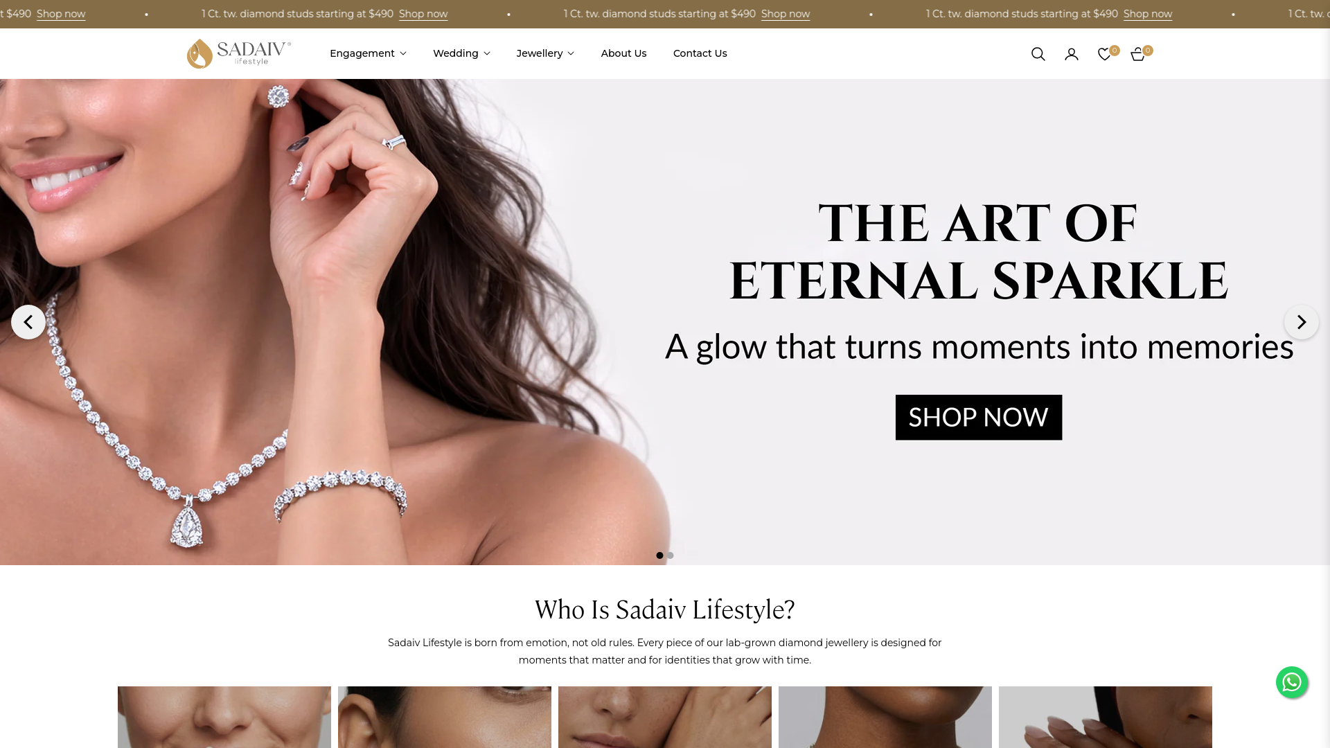 website screenshot of https://sadaivjewels.com/