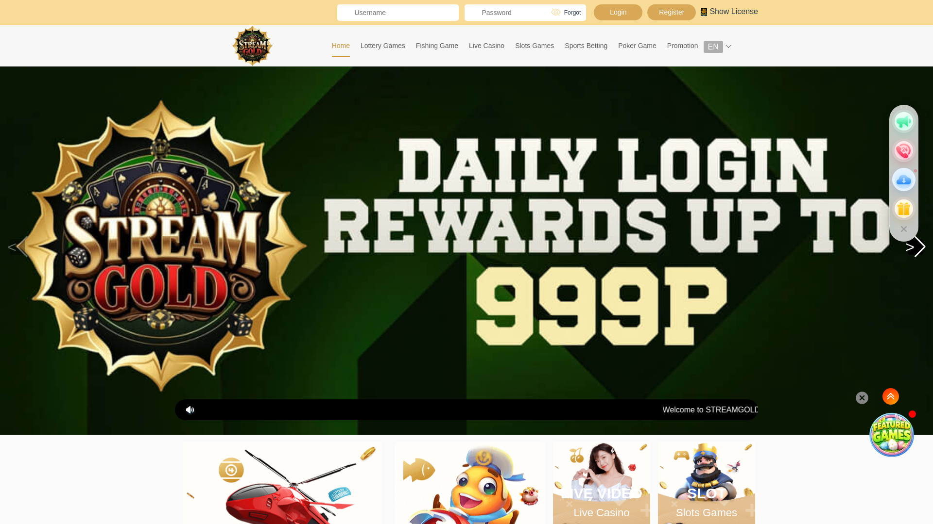 website screenshot of https://streamgold.site