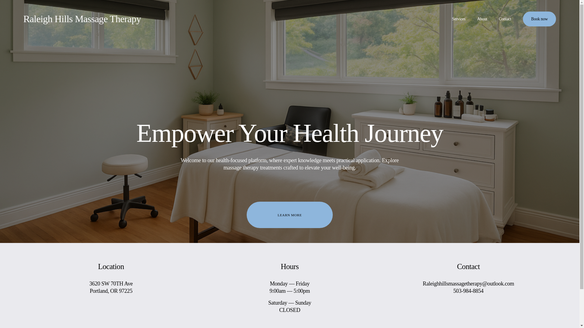 website screenshot of https://raleighhillsmassagetherapy.com/