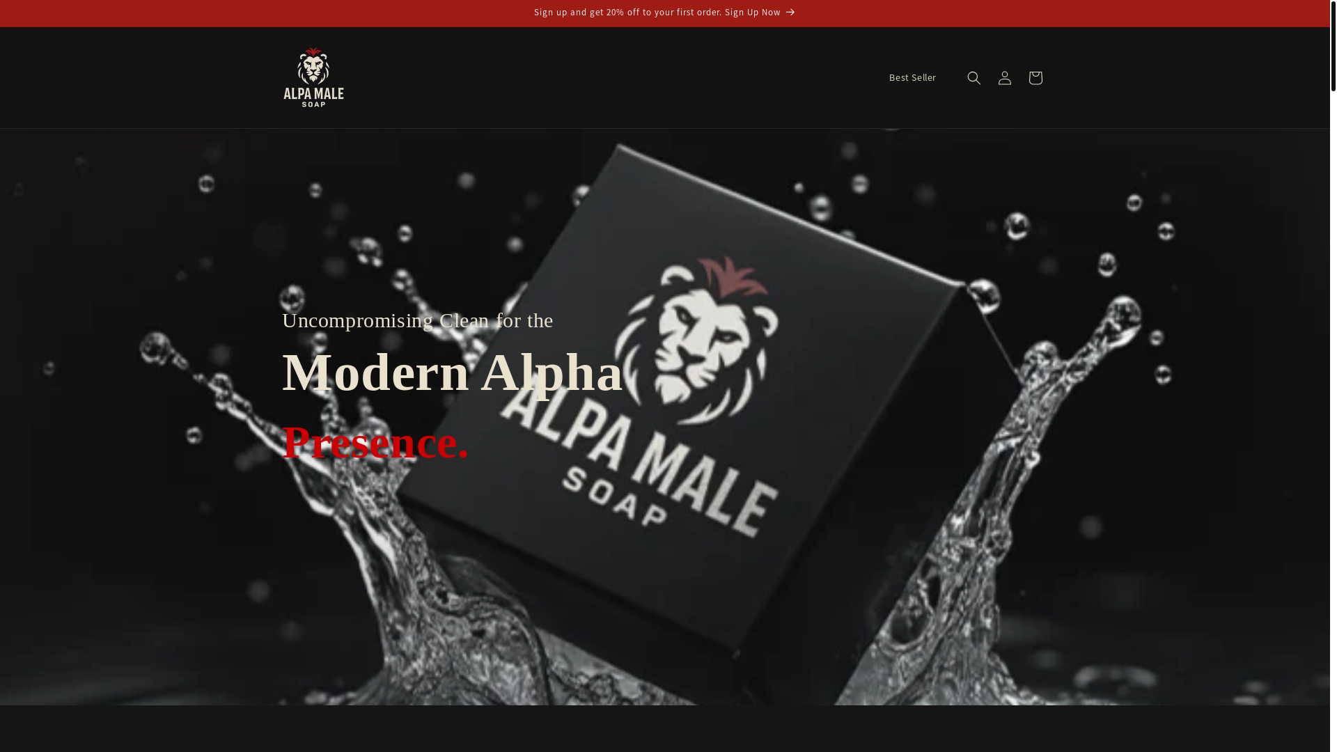 website screenshot of https://alphamalesoapcompany.com/
