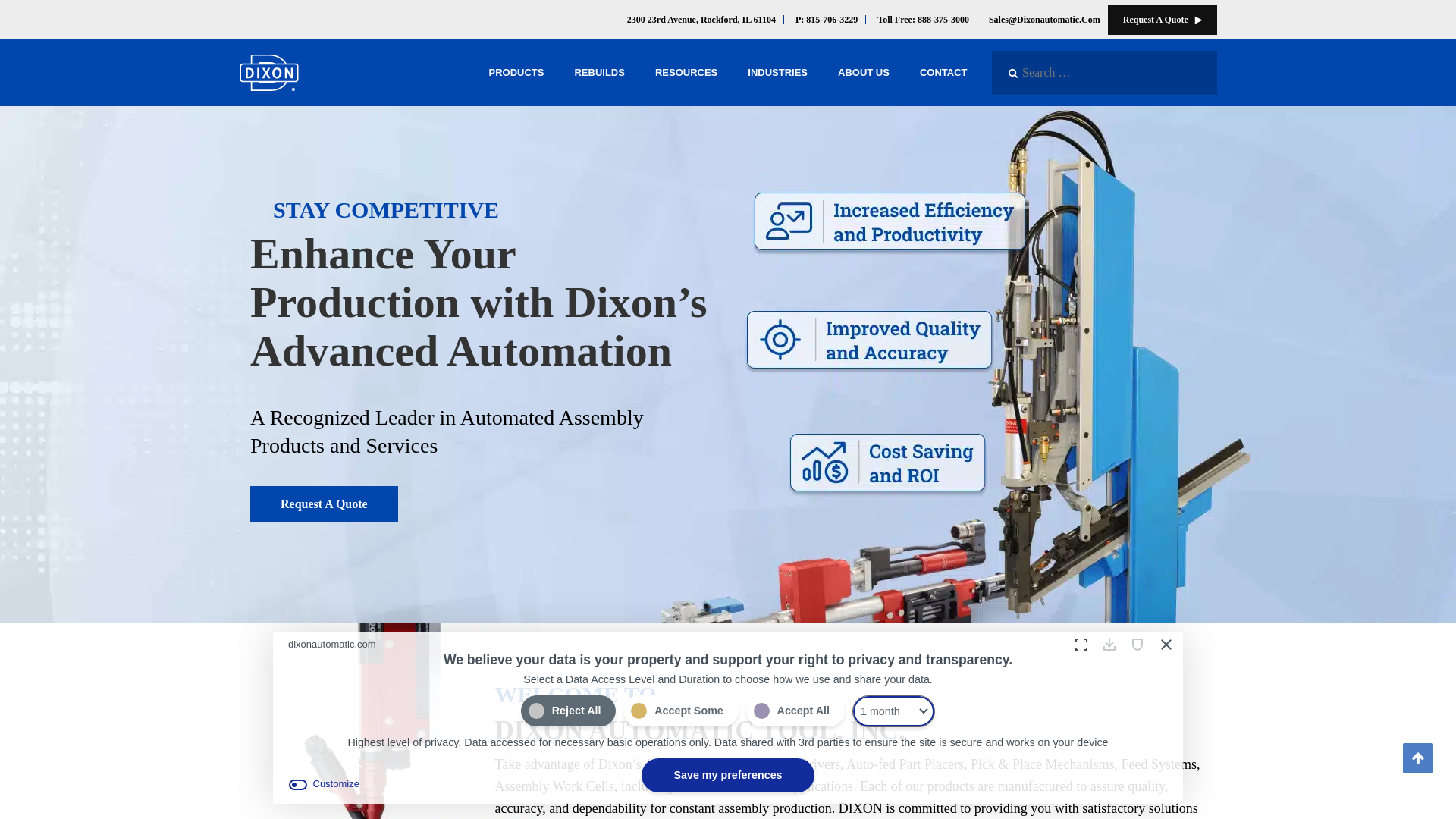 website screenshot of https://dixonautomatic.sbs/