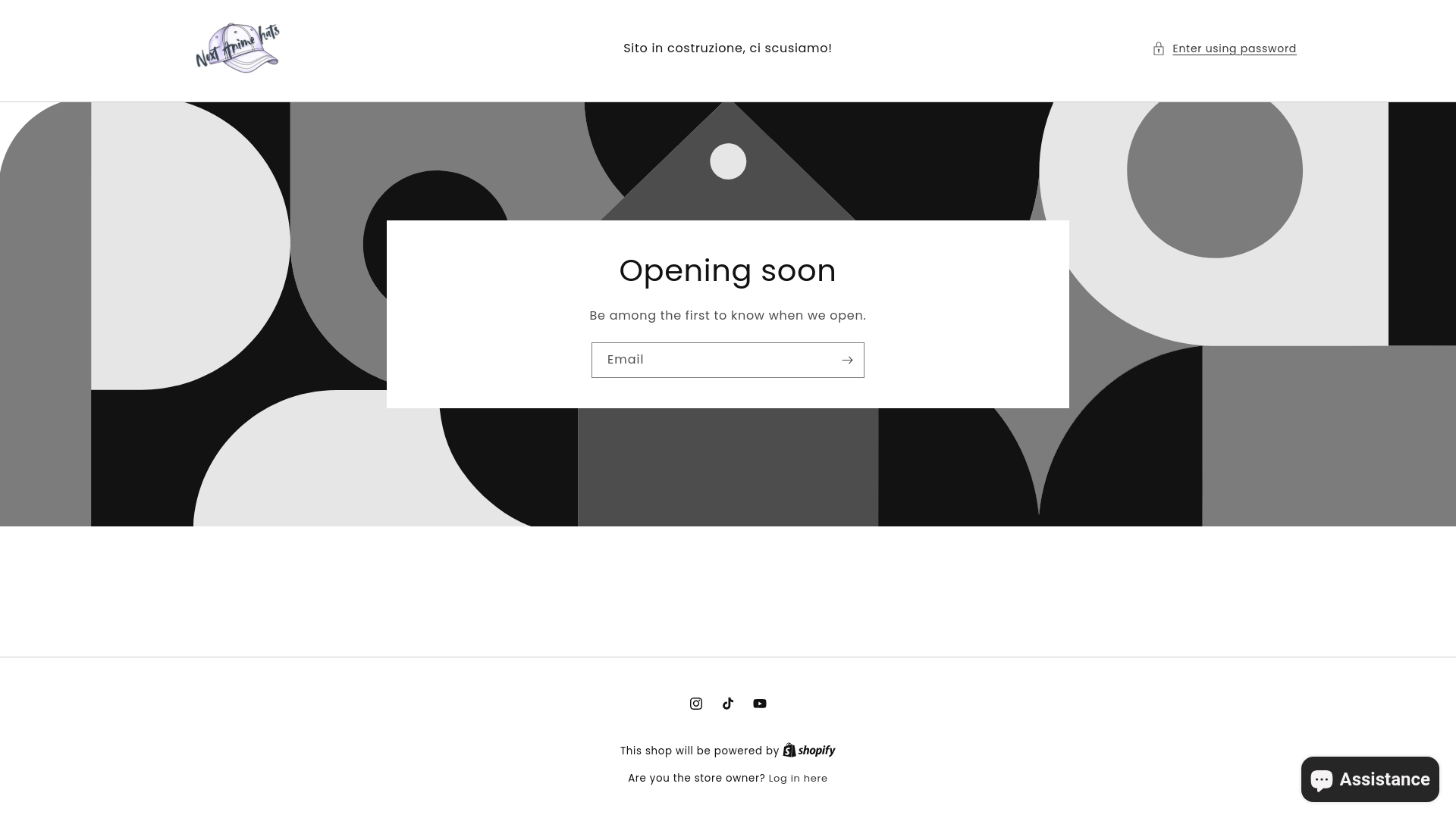 website screenshot of https://nextanimehats.com/