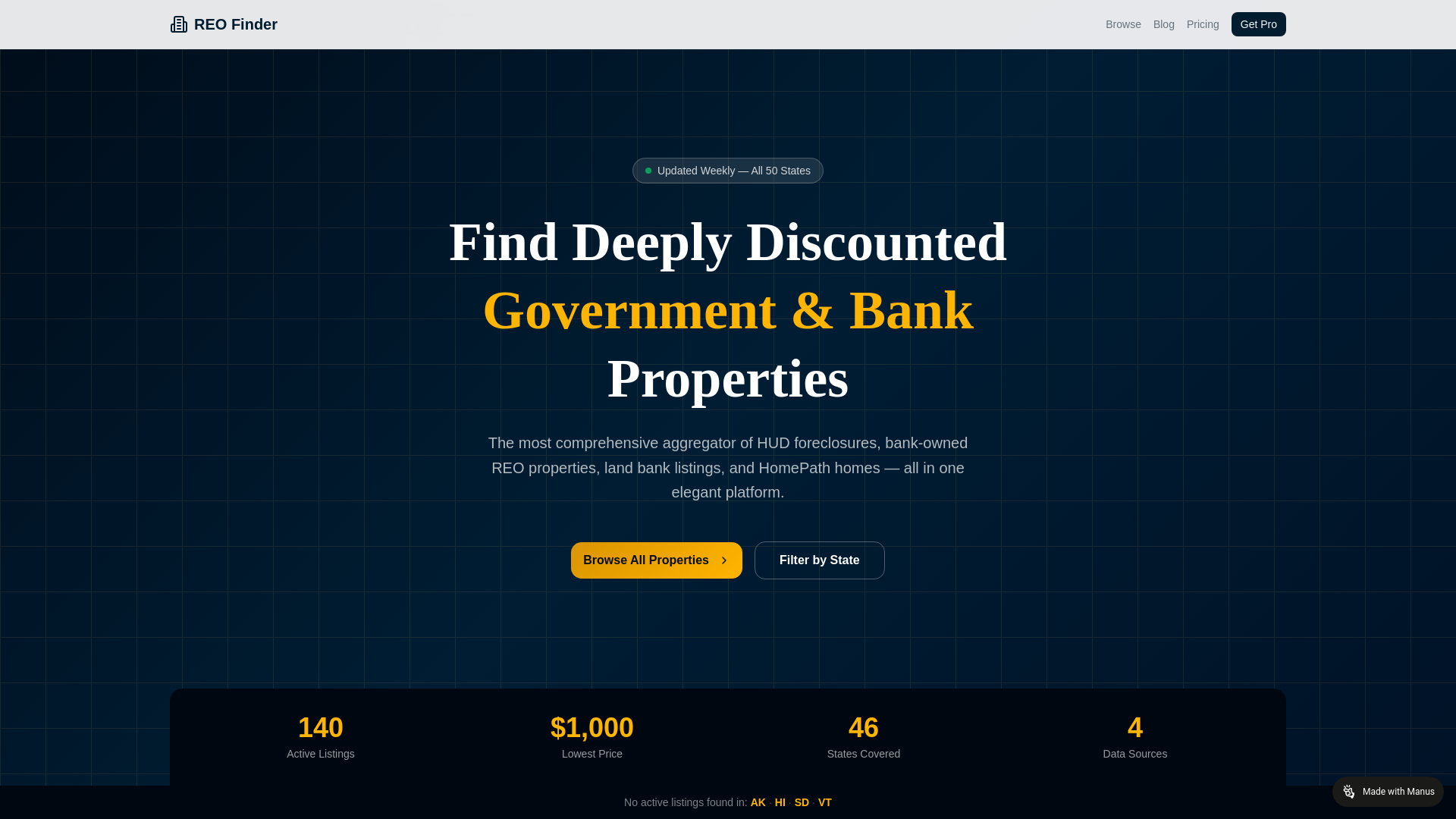 website screenshot of https://reofinder.vip/