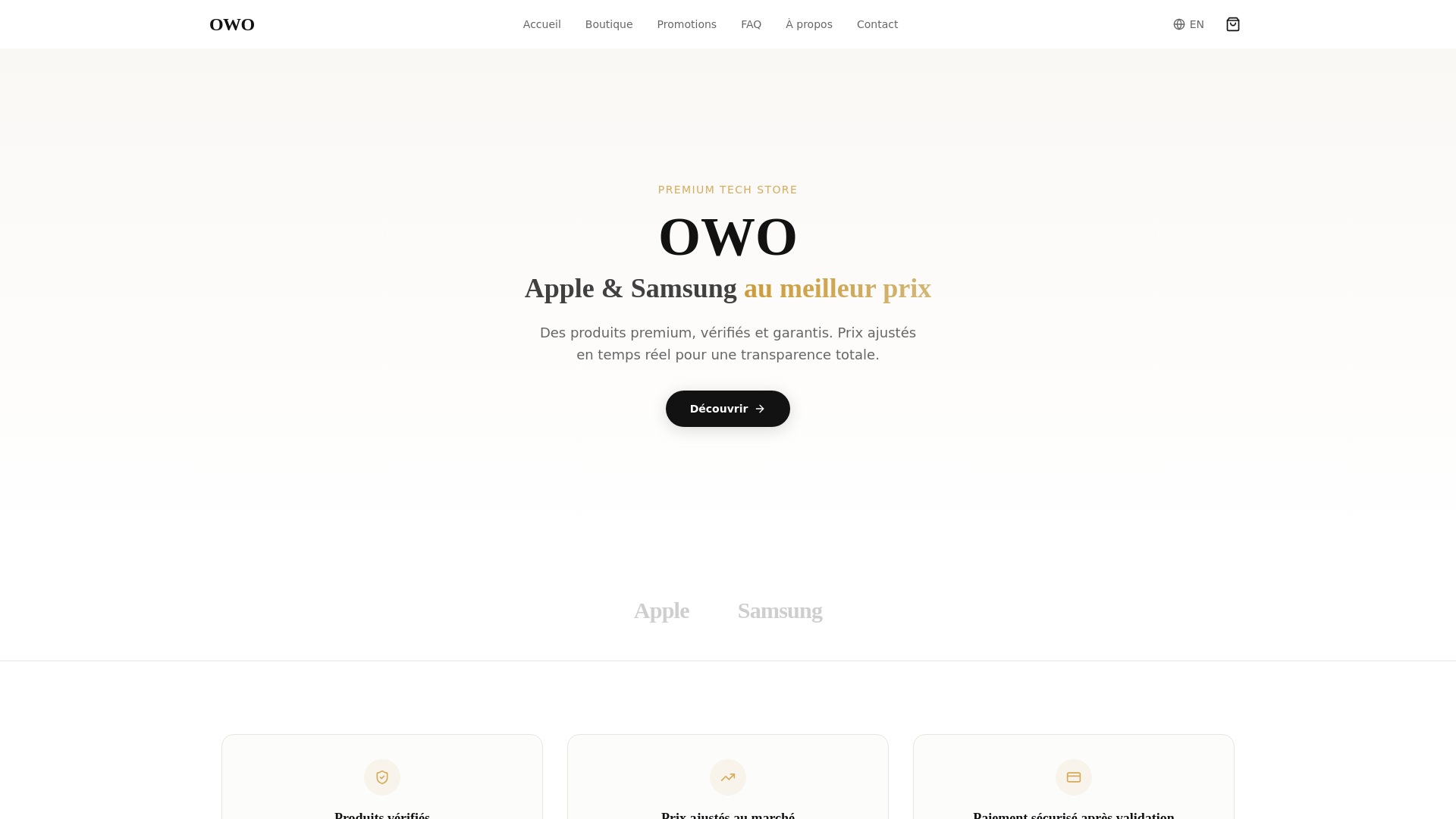 website screenshot of https://owo-market.com