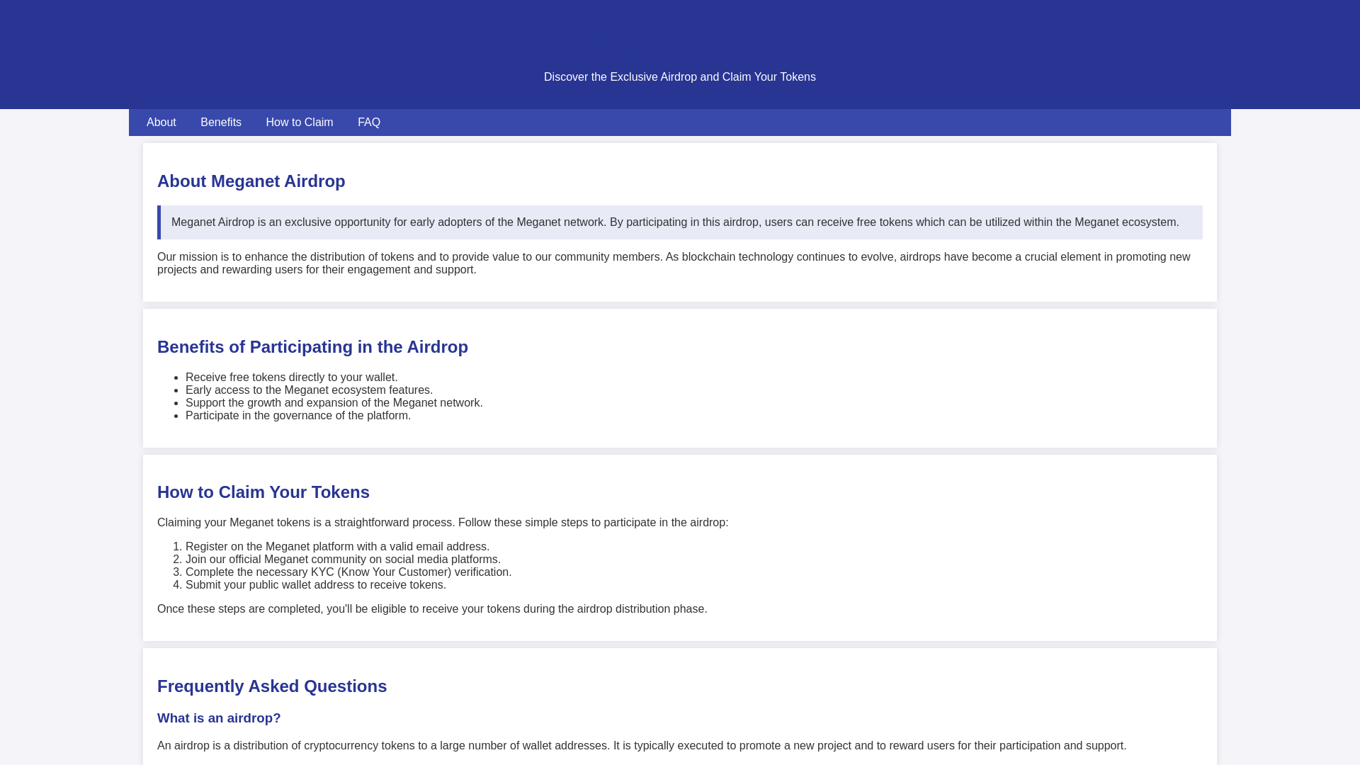 website screenshot of https://airdropmeganet.live/