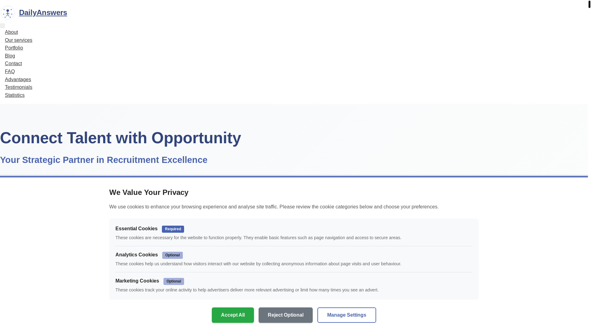 website screenshot of https://daily-answers.sbs/