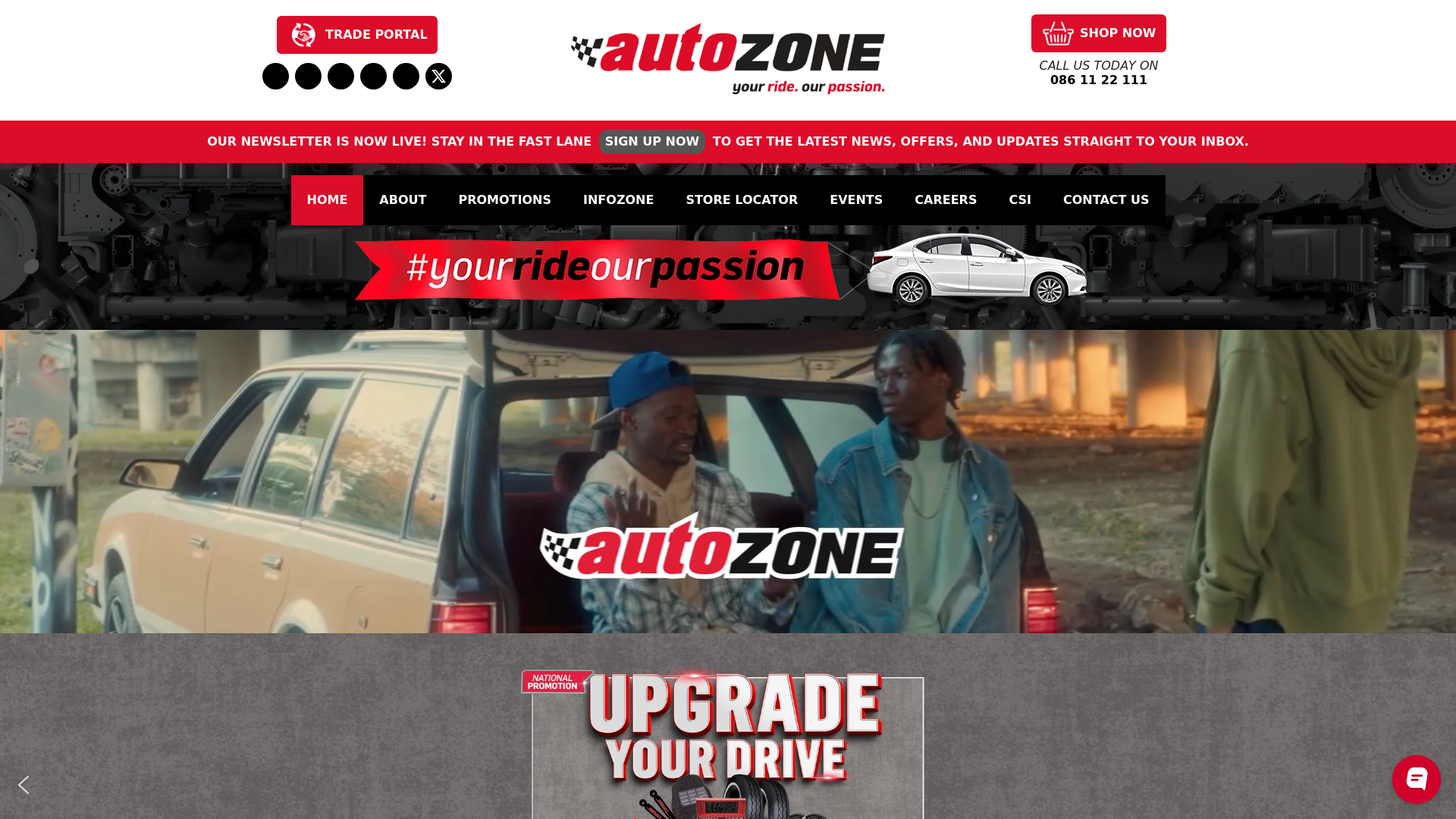 website screenshot of https://autozone.co.za