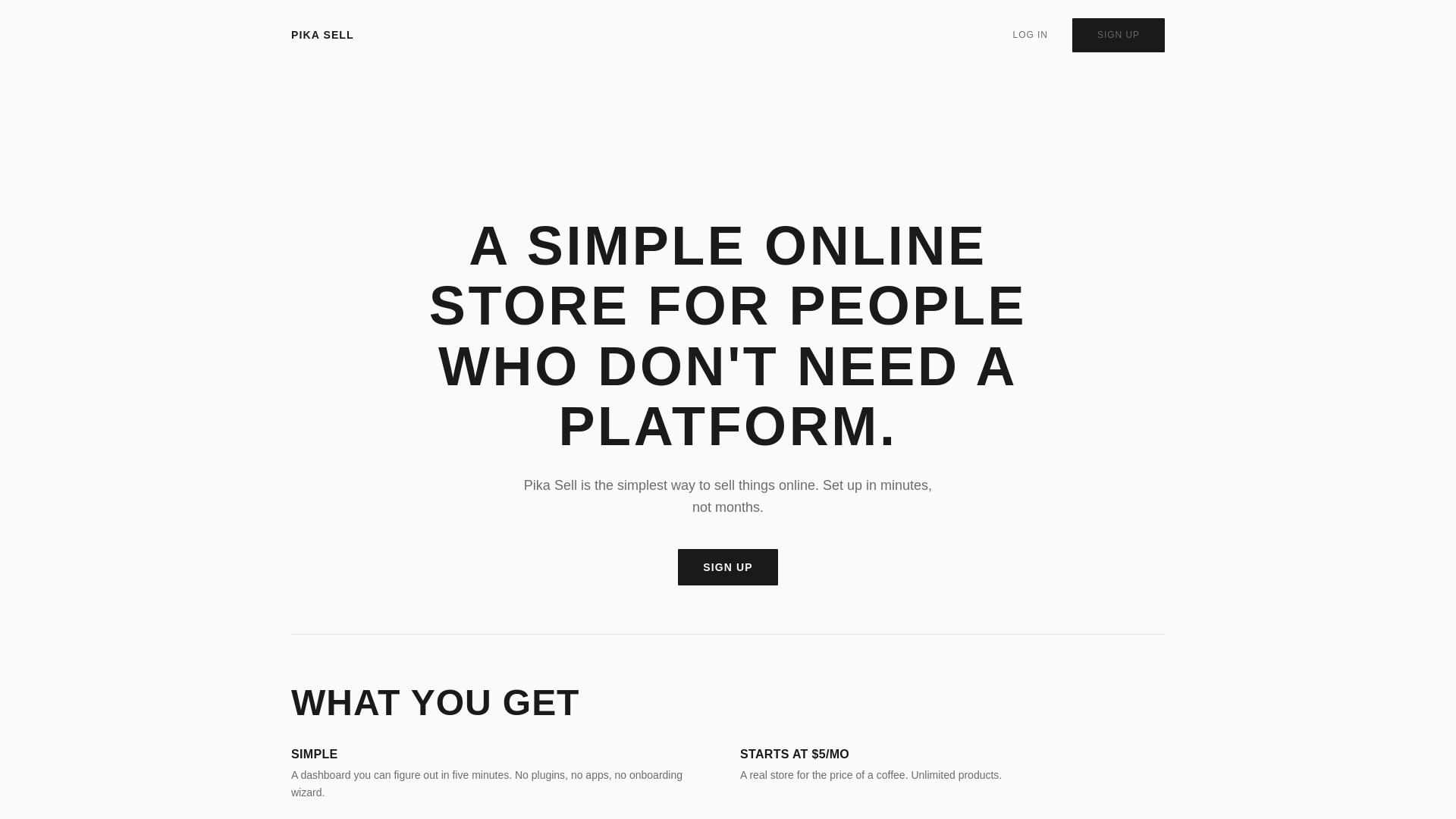 website screenshot of https://pikasell.com/