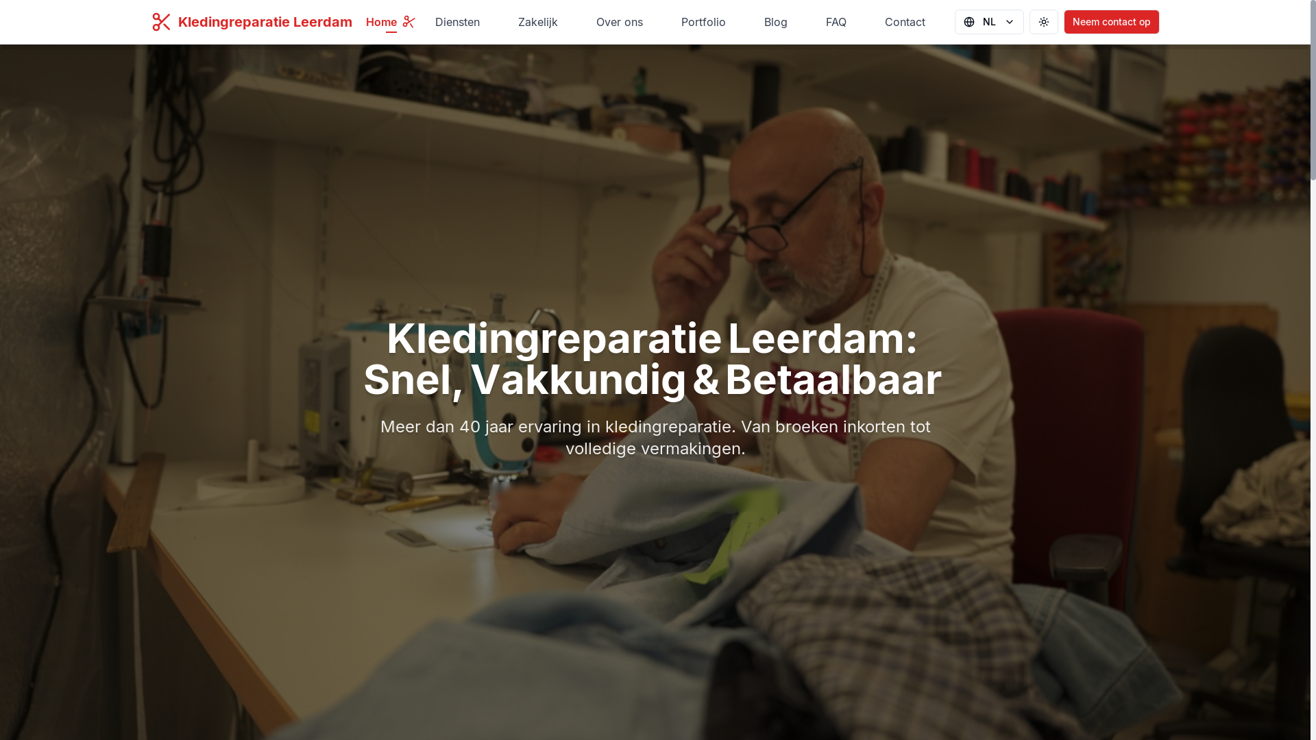 website screenshot of https://kledingreparatiepopulair.nl/