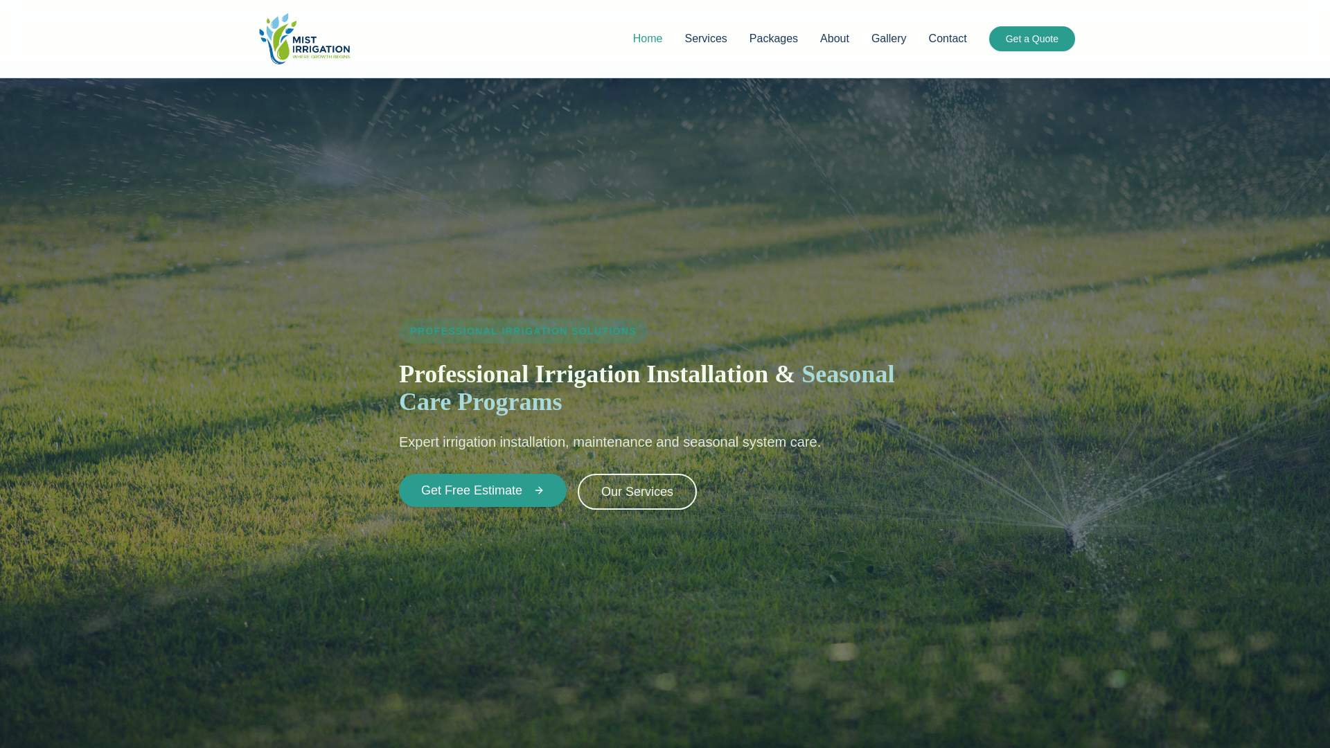 website screenshot of https://mistirrigationllc.com/