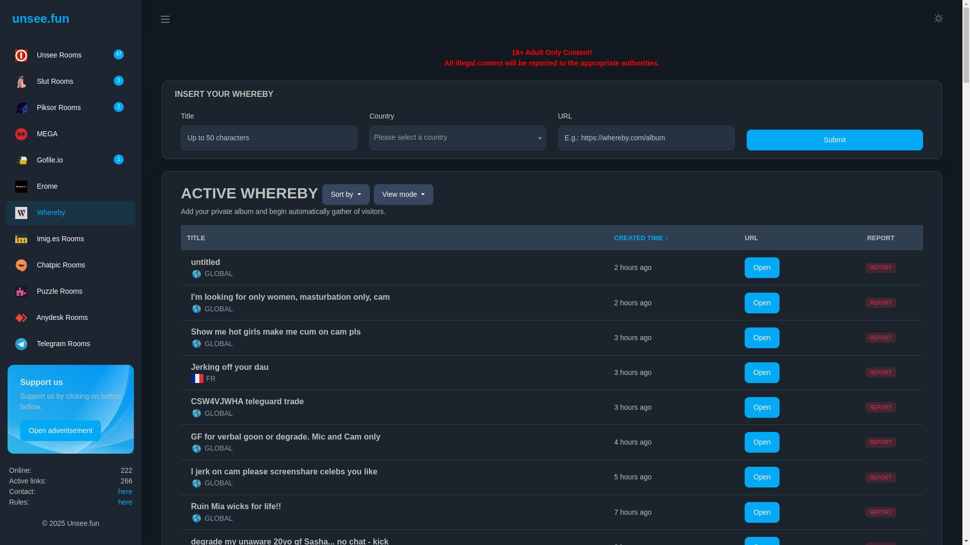 website screenshot of https://unsee.fun/whereby