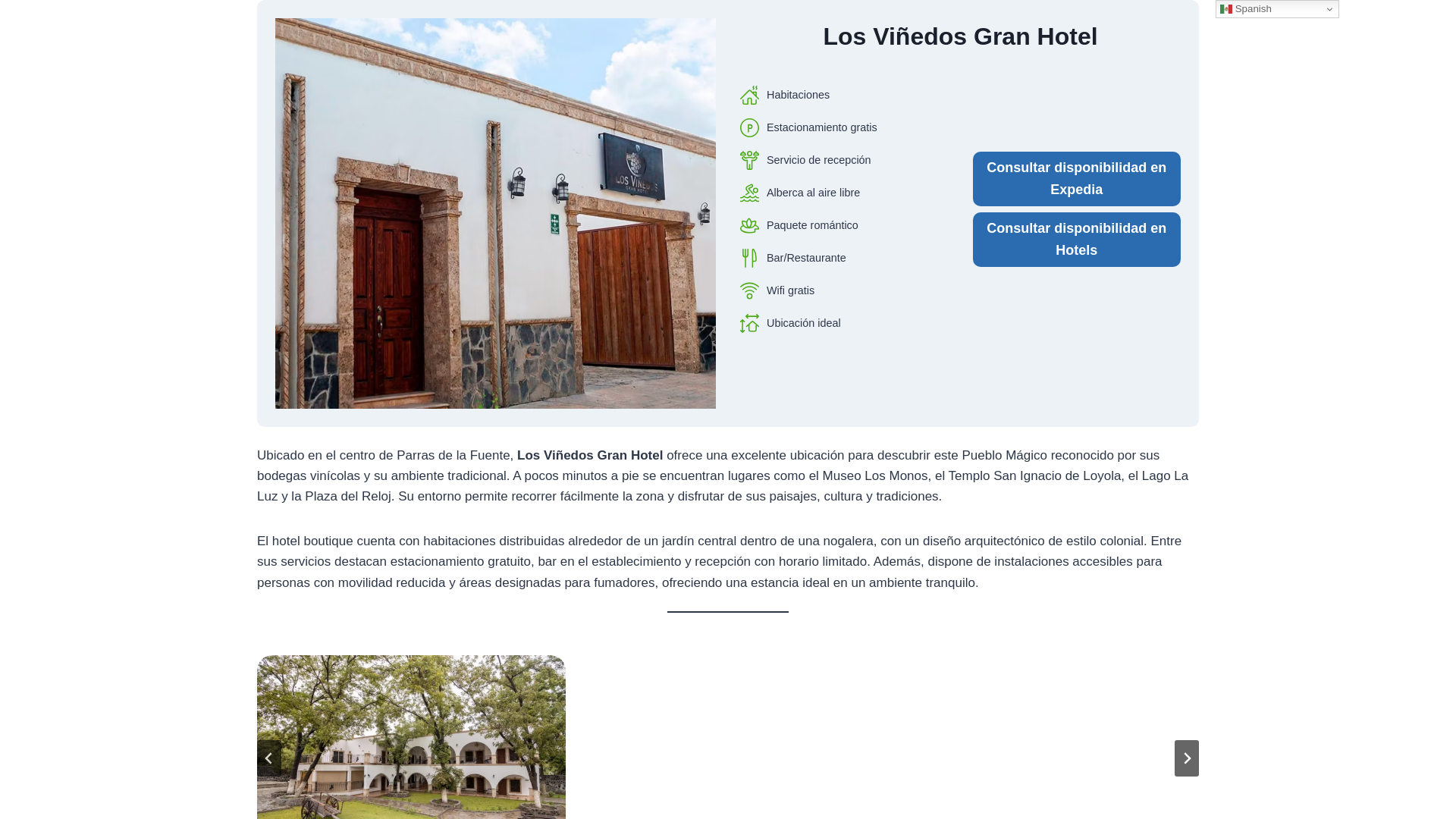 website screenshot of https://losvinedosgranhotel.top