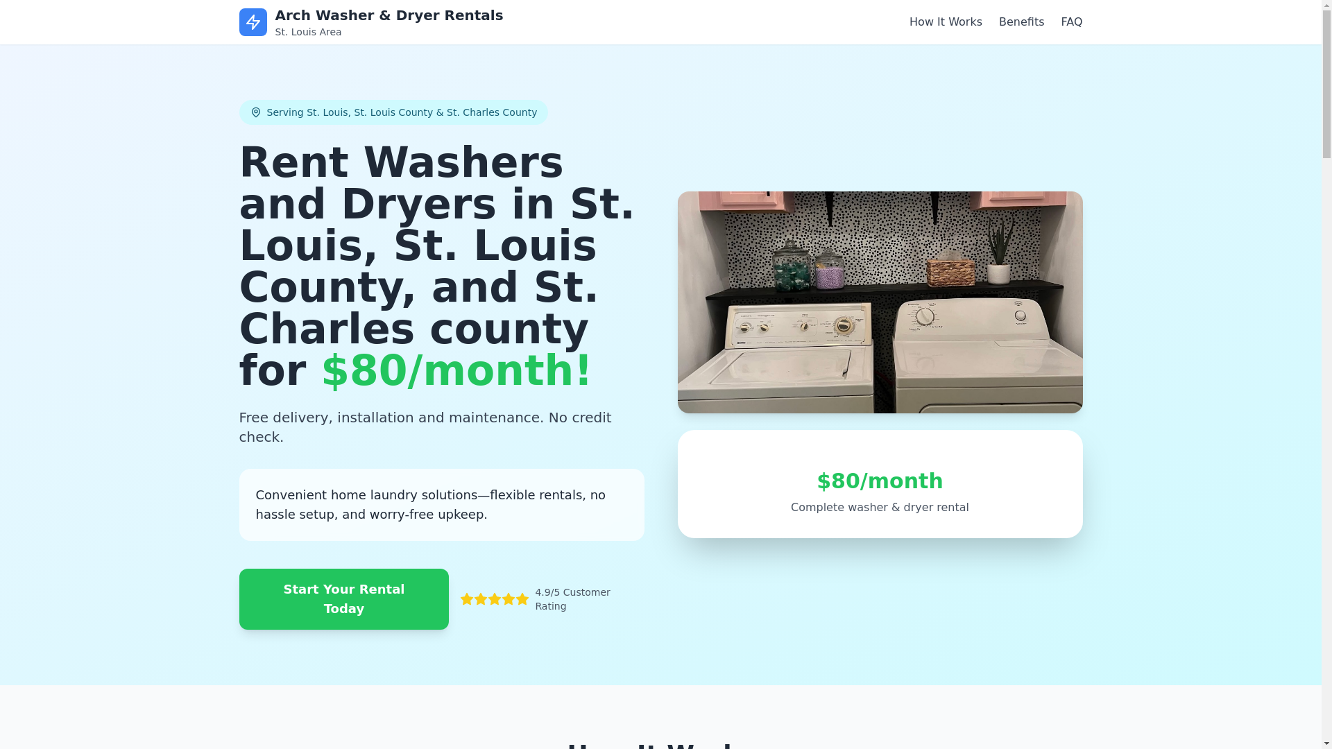 website screenshot of https://archwasherdryerrentals.com/