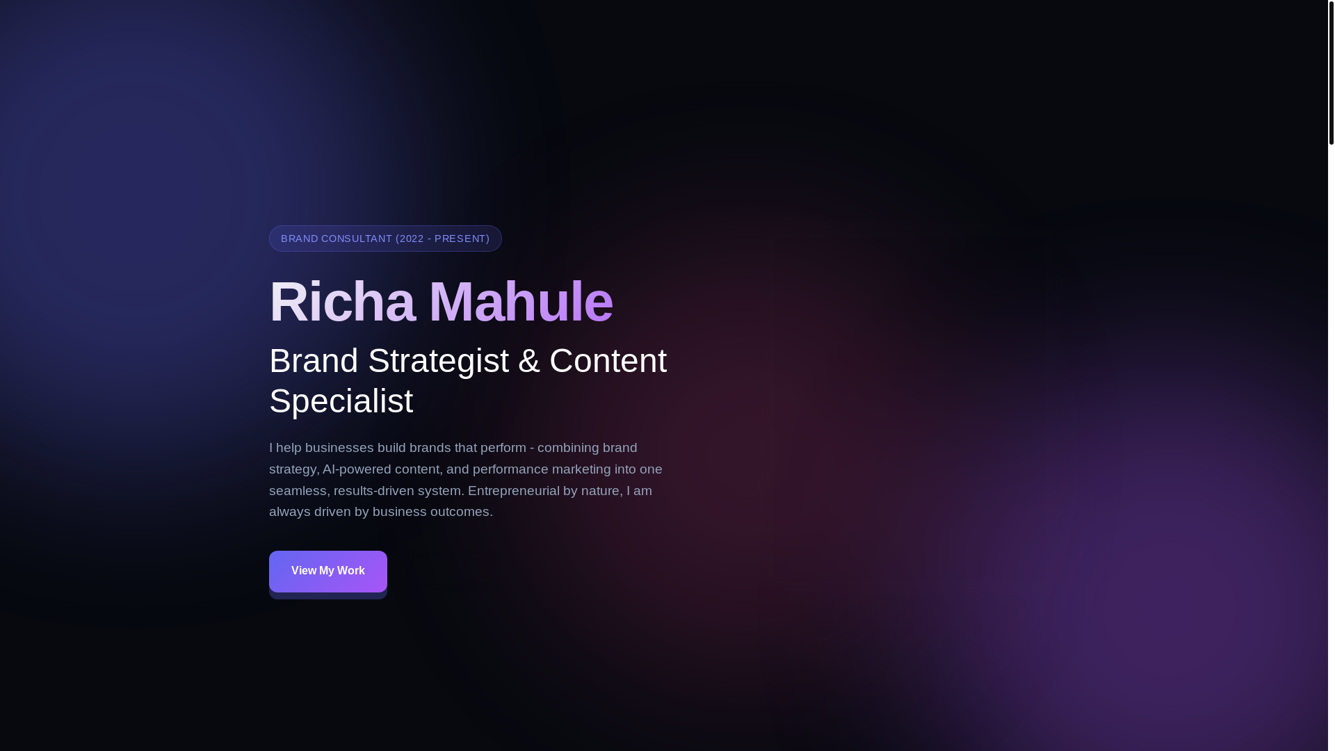 website screenshot of https://richamahule.com/