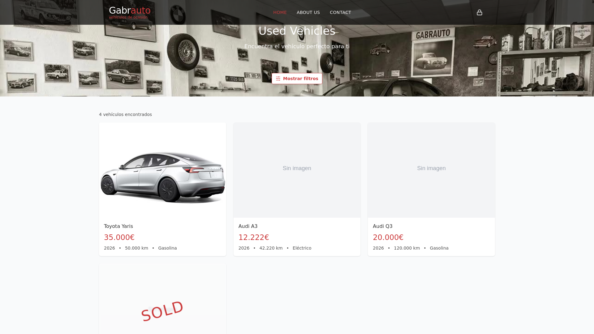 website screenshot of https://gabrauto.com/