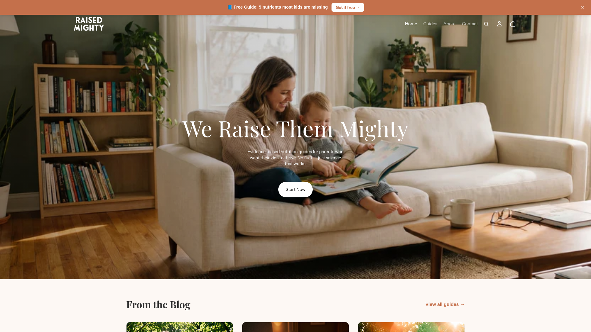 website screenshot of https://raisedmighty.com/
