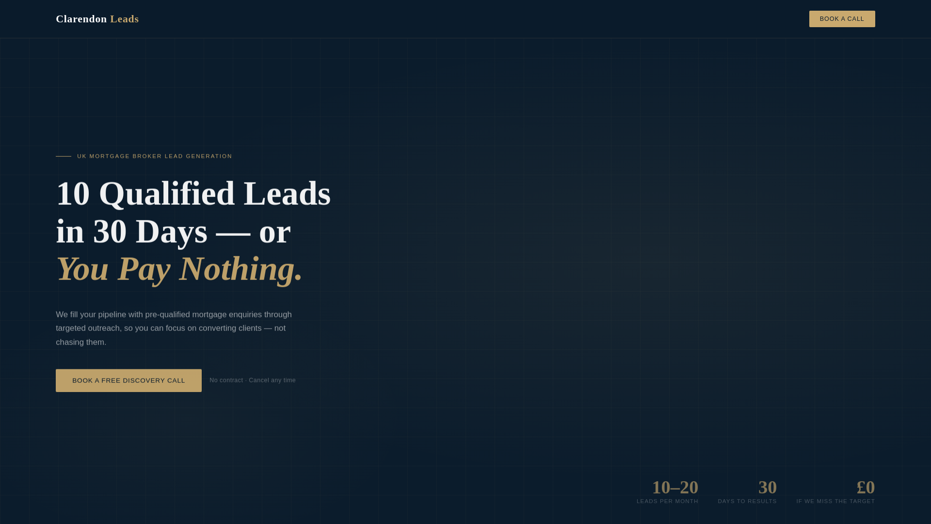 website screenshot of https://clarendon-leads.co.uk/