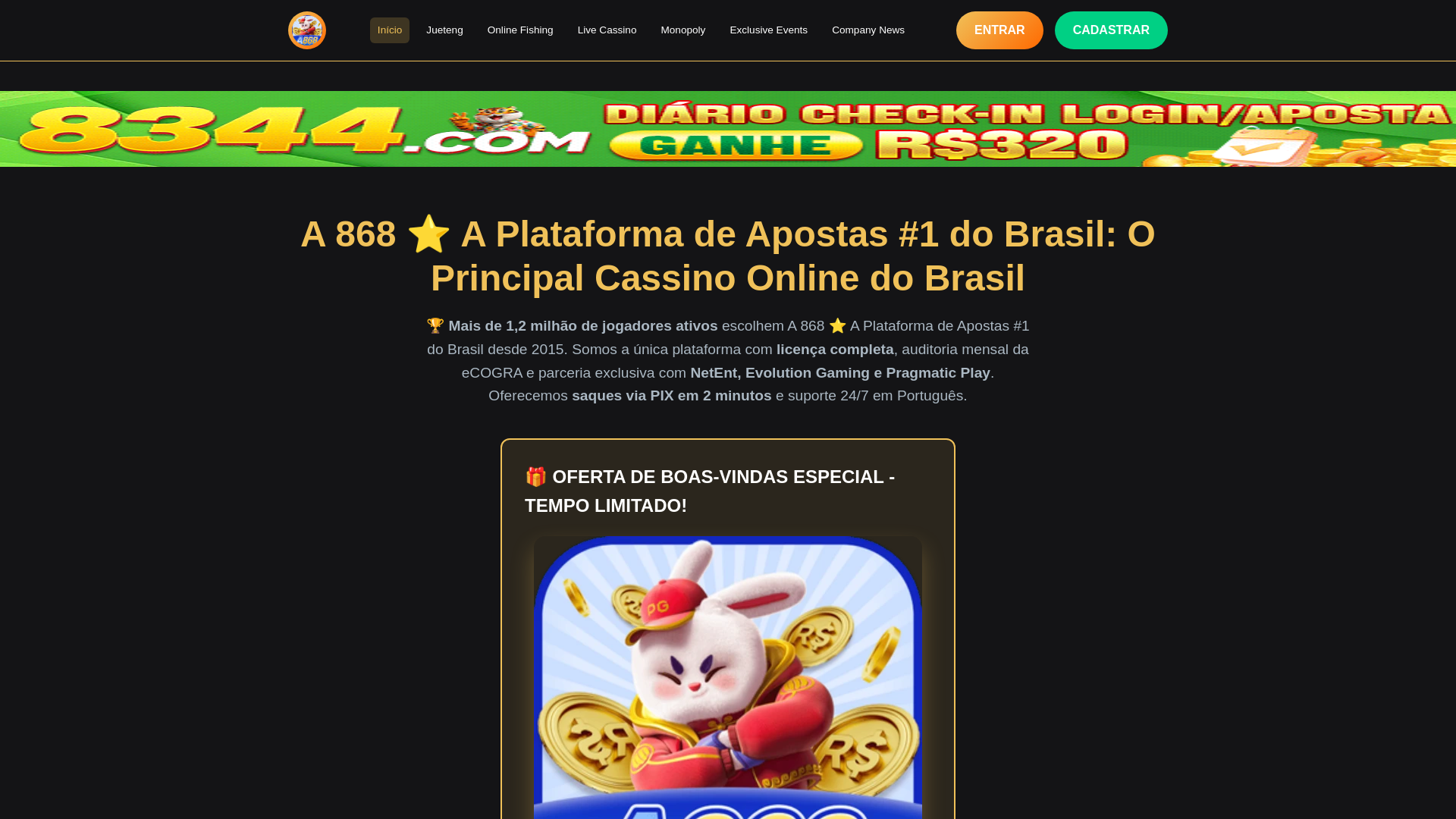 website screenshot of https://a868biz.com