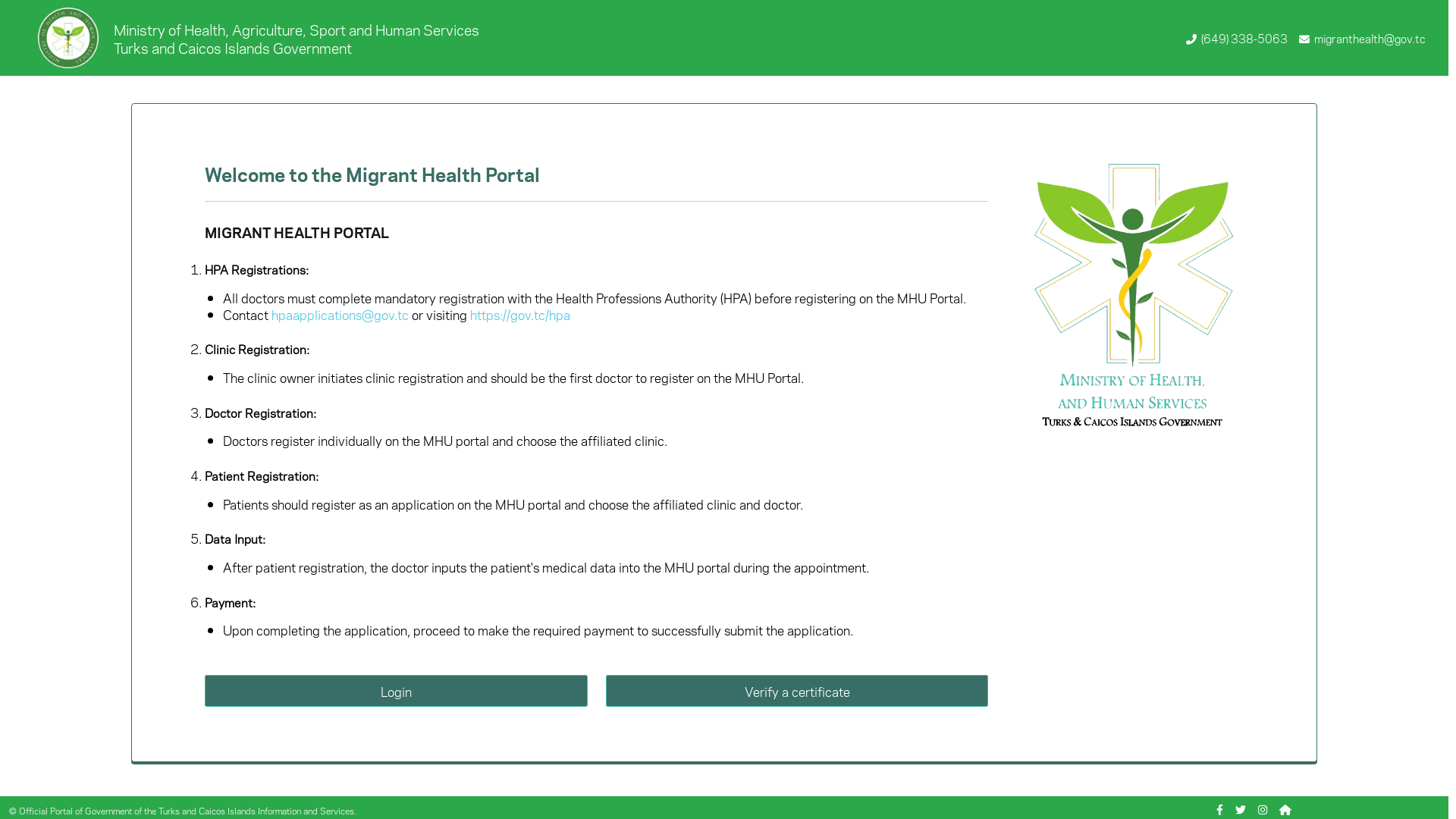 website screenshot of https://www.certificates-gov-tc.cc/