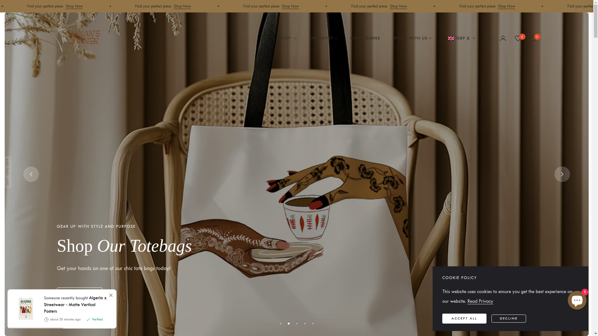 website screenshot of https://www.hananscorner.com/?country=GB