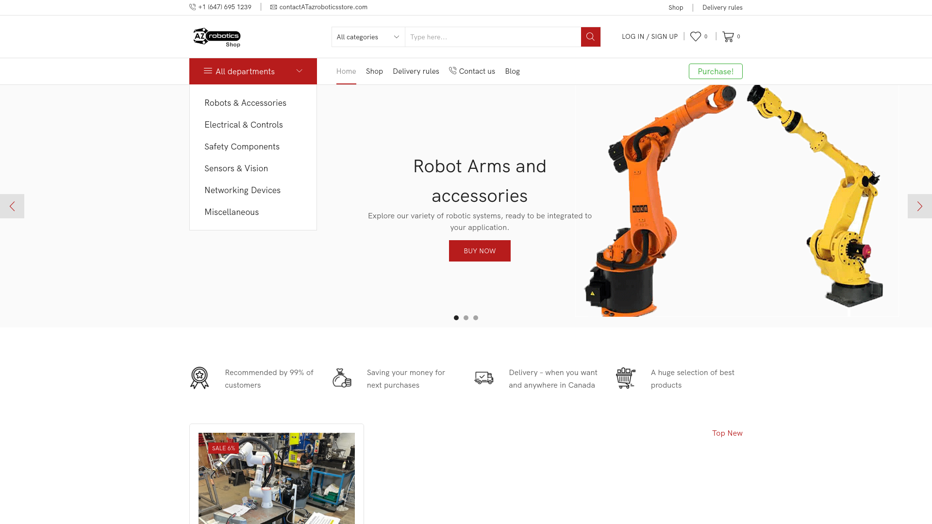 website screenshot of https://azroboticsstore.com/