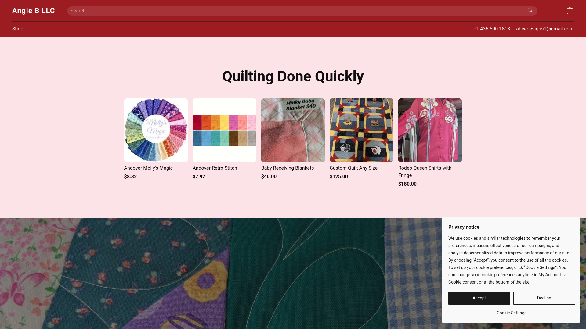 website screenshot of https://quiltingdonequickly.com/