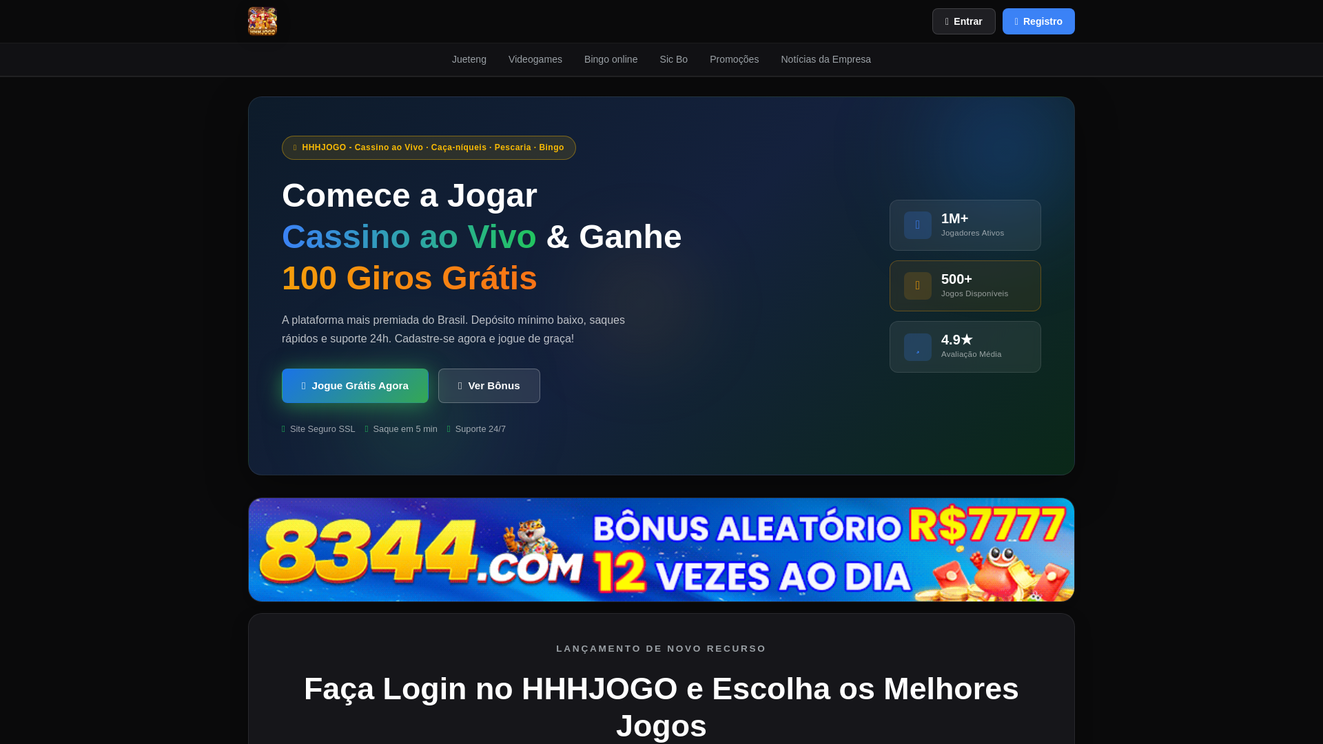 website screenshot of https://hhhjogobet.com/