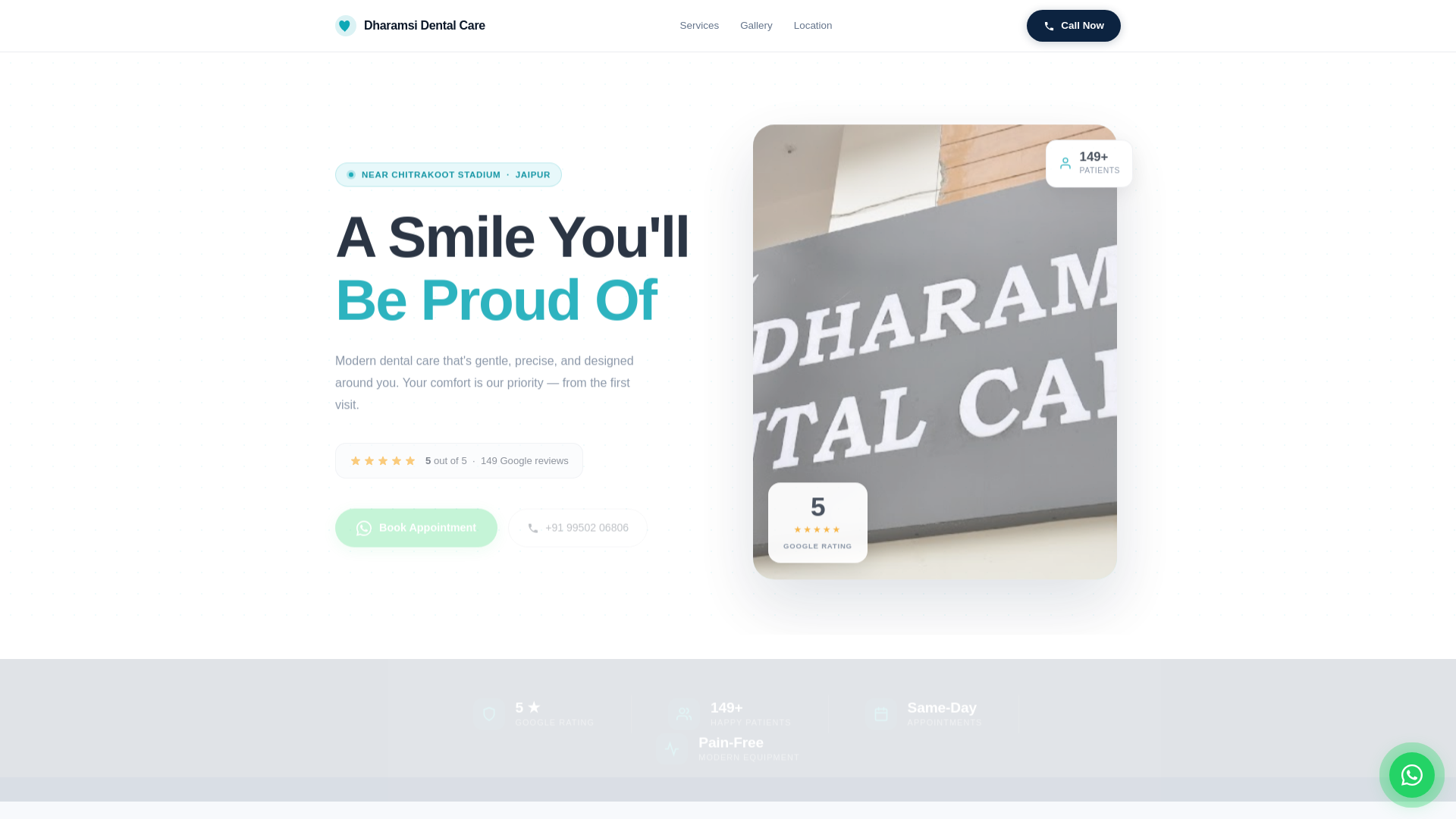 website screenshot of https://dharamsi-dental-care-jaipur.pages.dev/
