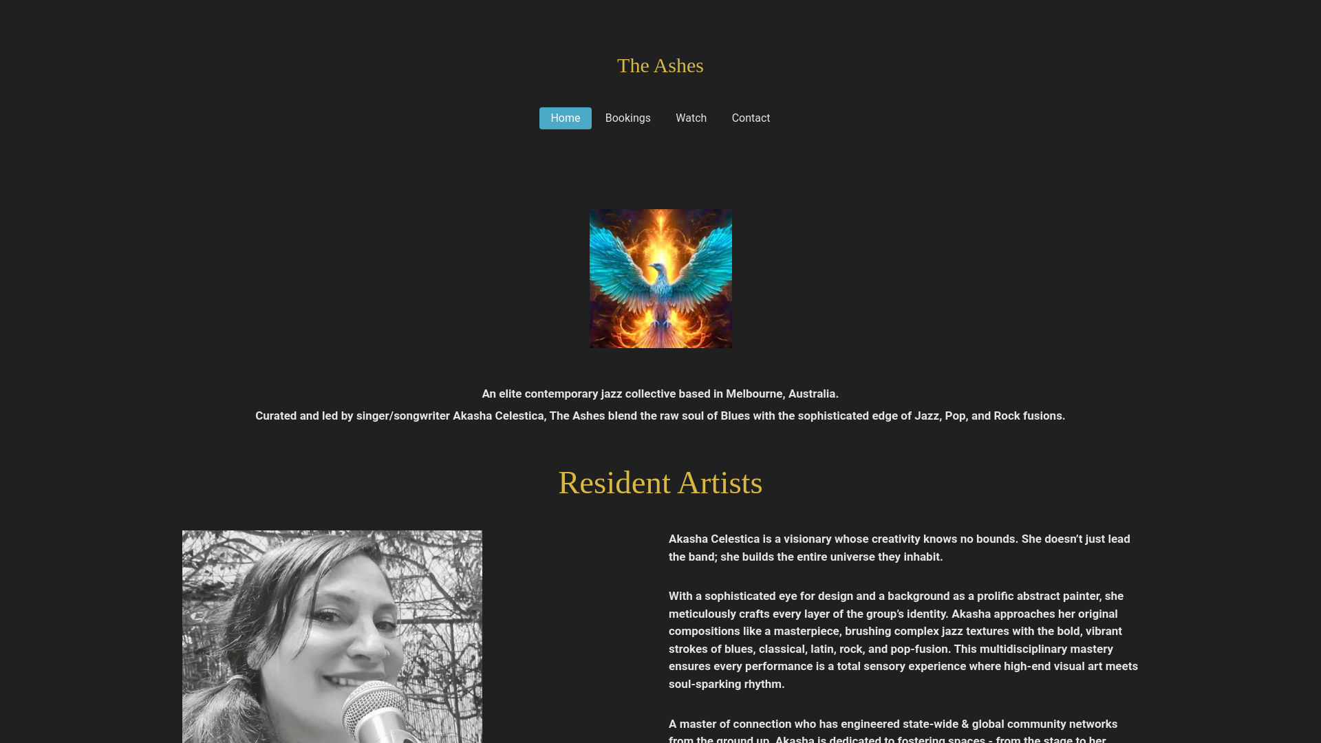website screenshot of https://theashesmusic.com/
