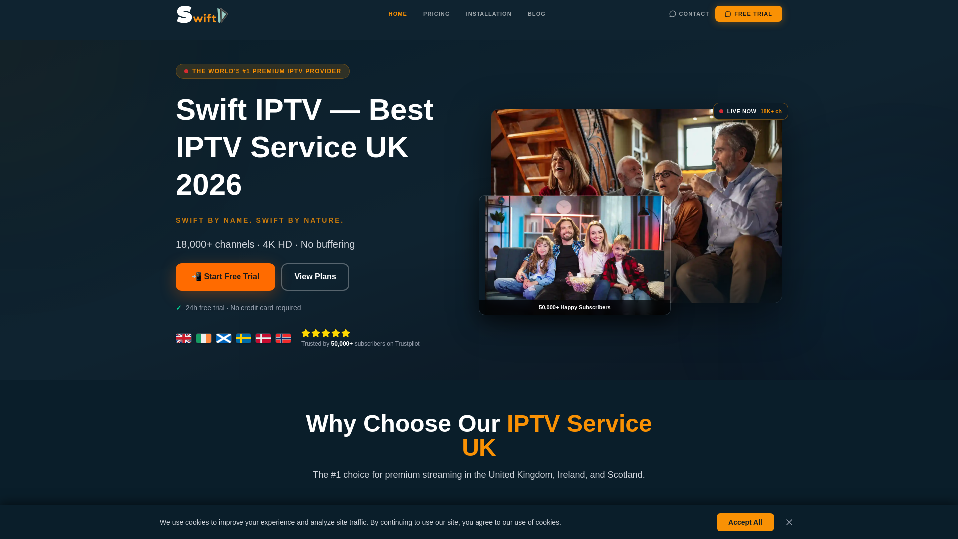 website screenshot of https://swiftiptvuk.pages.dev/