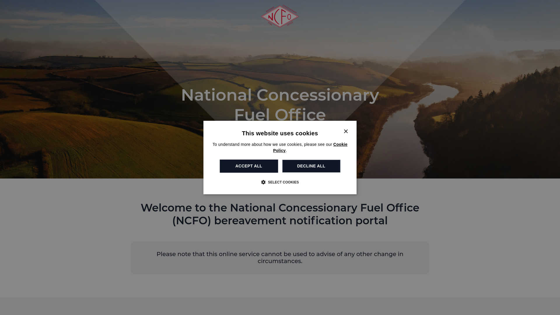 website screenshot of https://ncfobereavement.co.uk