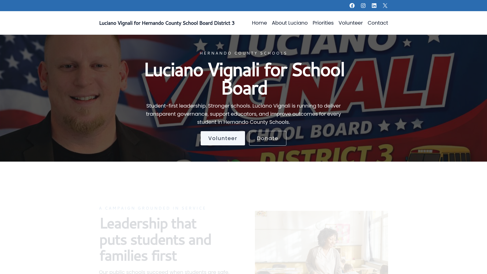 website screenshot of https://lucianoforschoolboard.com/
