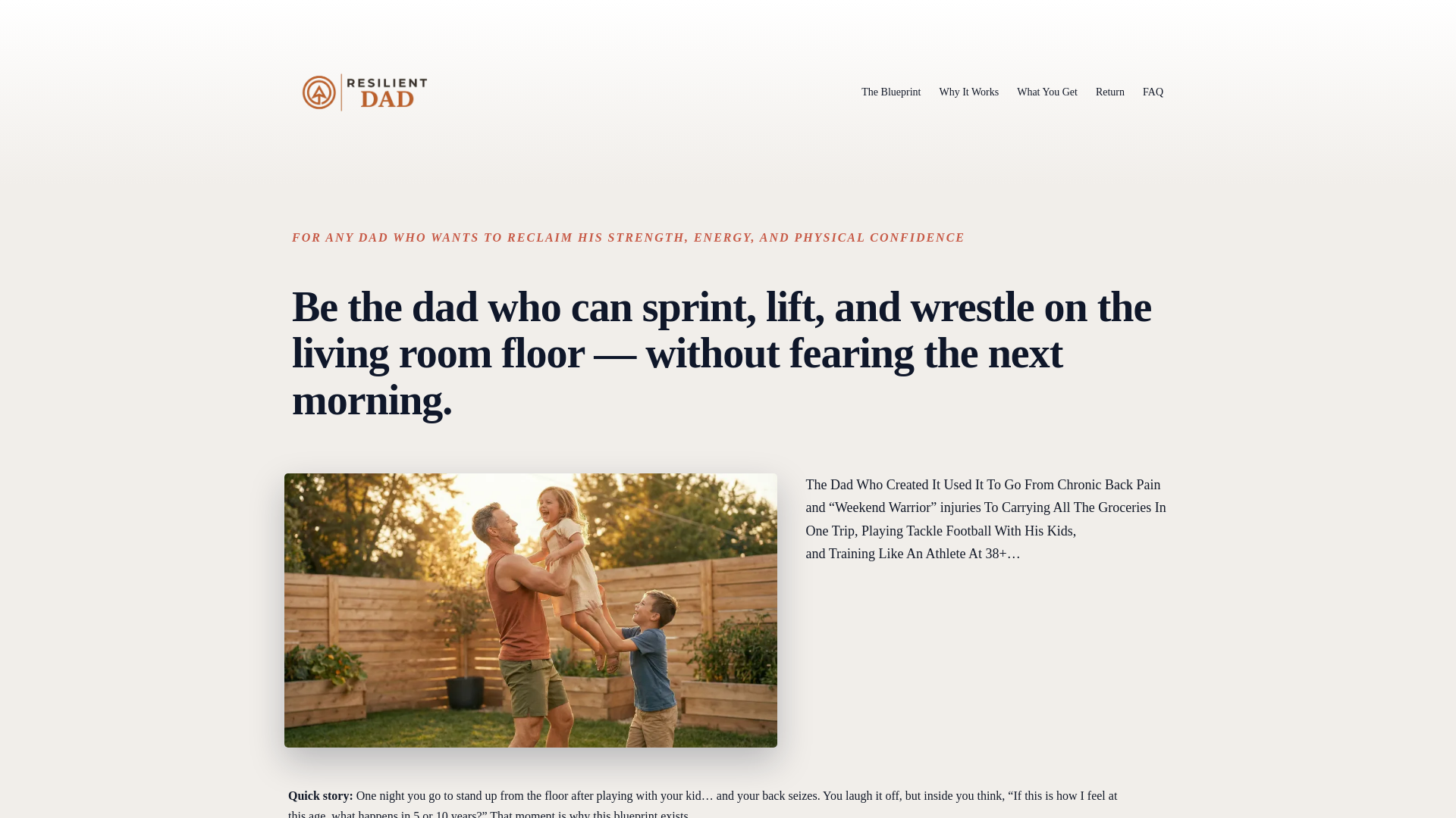 website screenshot of https://resilientdadtraining.com/