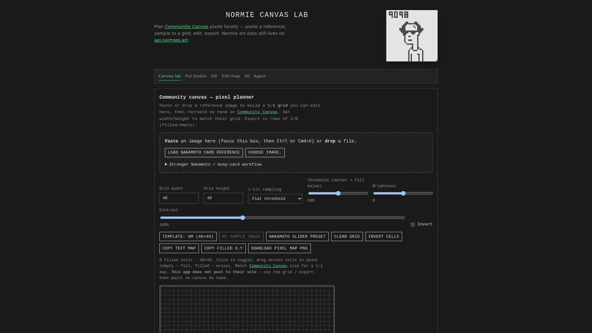 website screenshot of https://normie-canvas-lab.pages.dev/