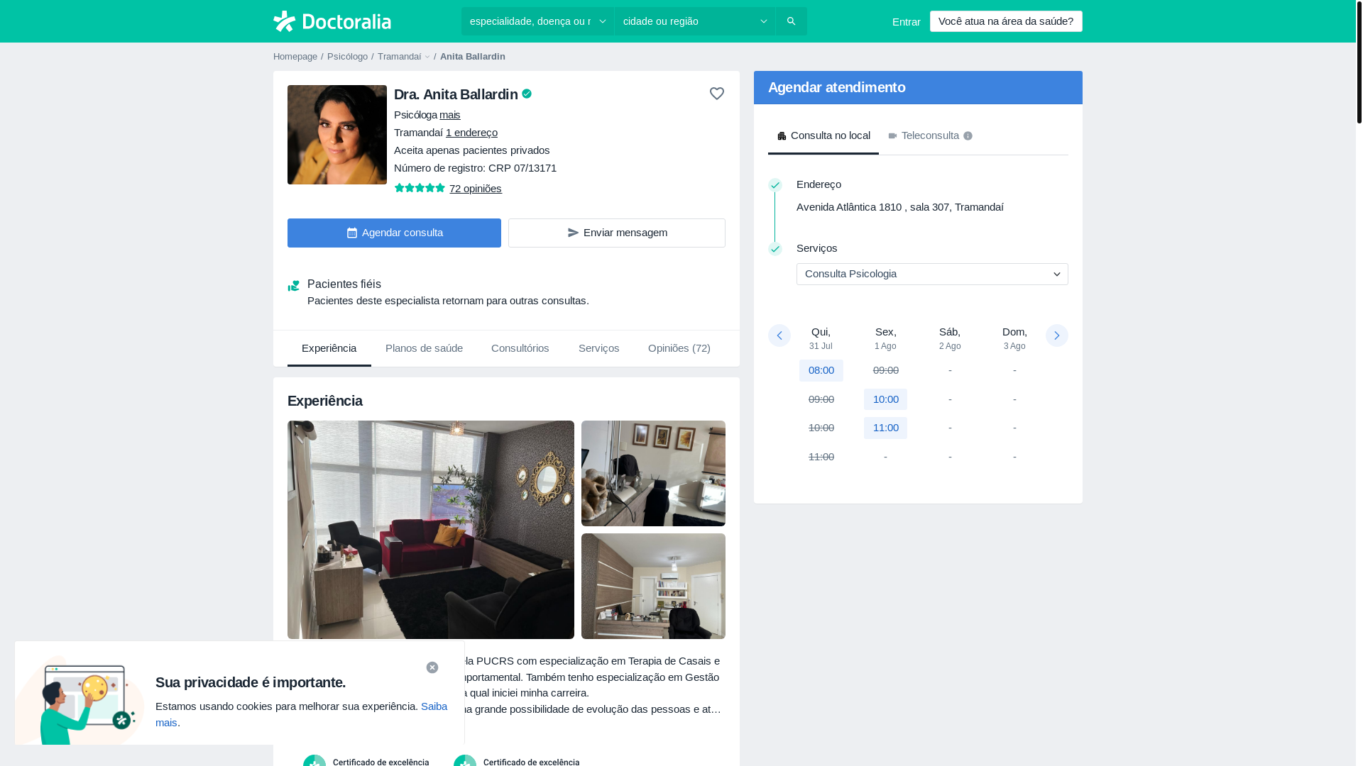 website screenshot of https://sani.psc.br/