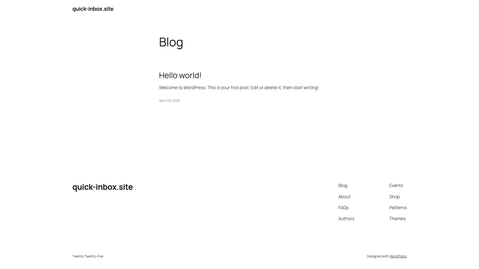 website screenshot of https://quick-inbox.site/