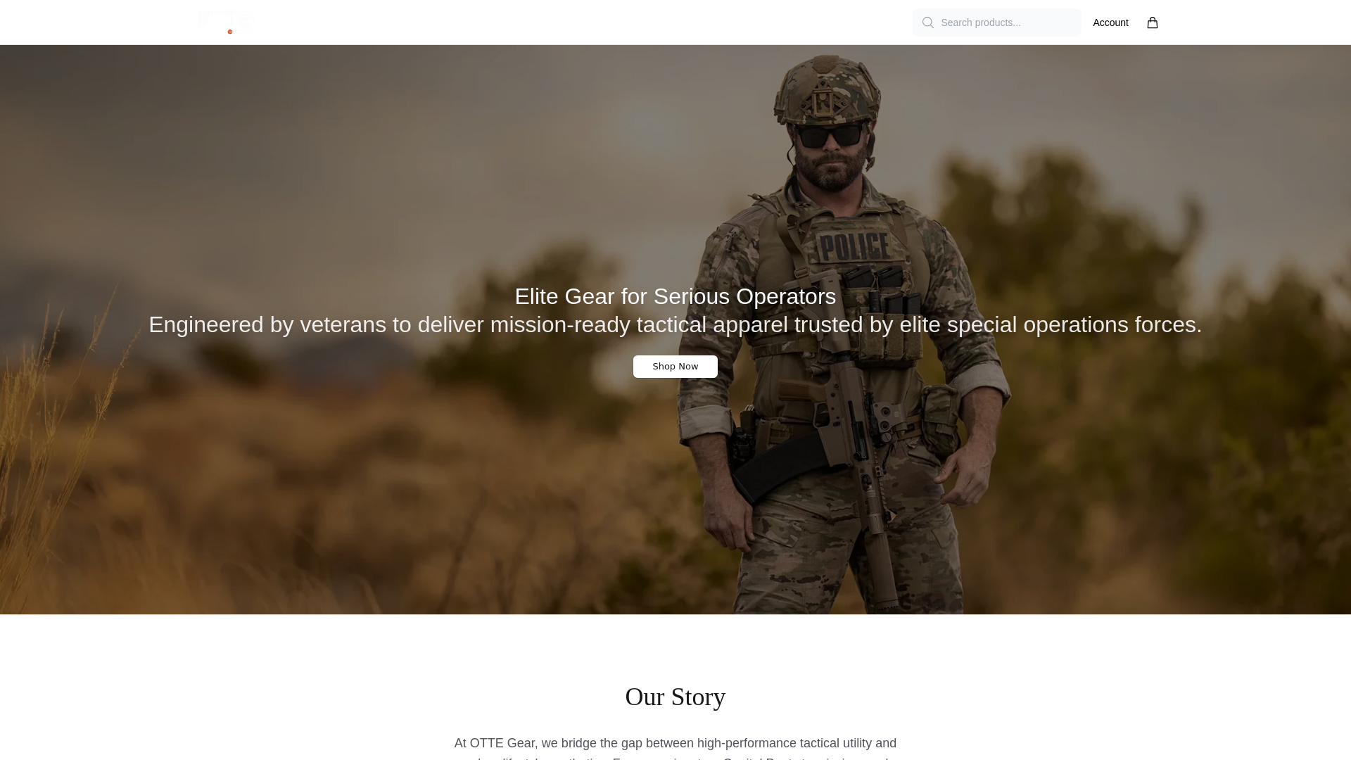 website screenshot of https://ottegearstore.shop/