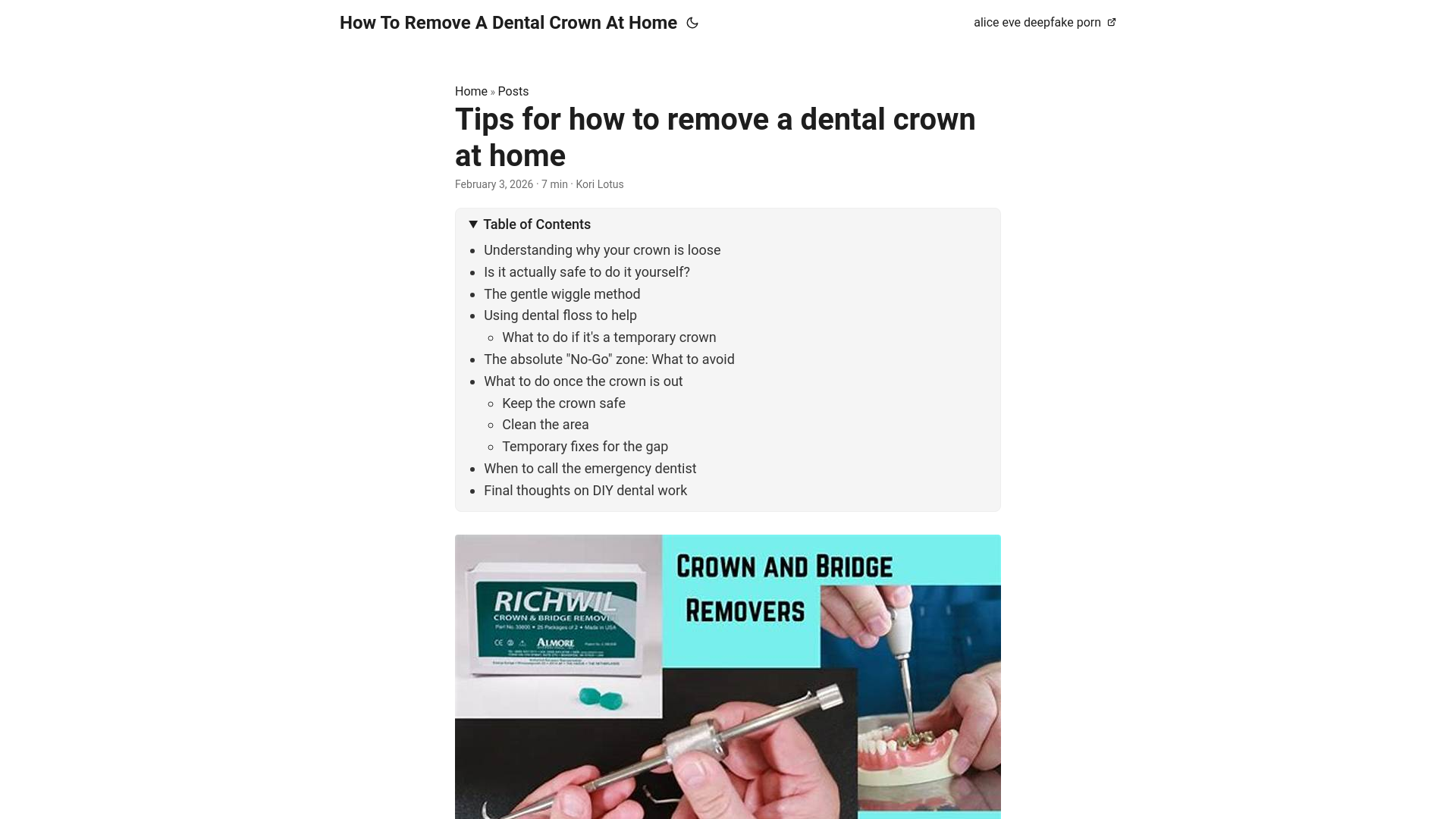 website screenshot of https://how-to-remove-a-dental-crown-at-home.pages.dev/