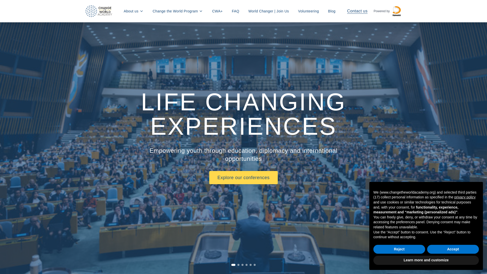 website screenshot of https://changetheworldacademy.org/