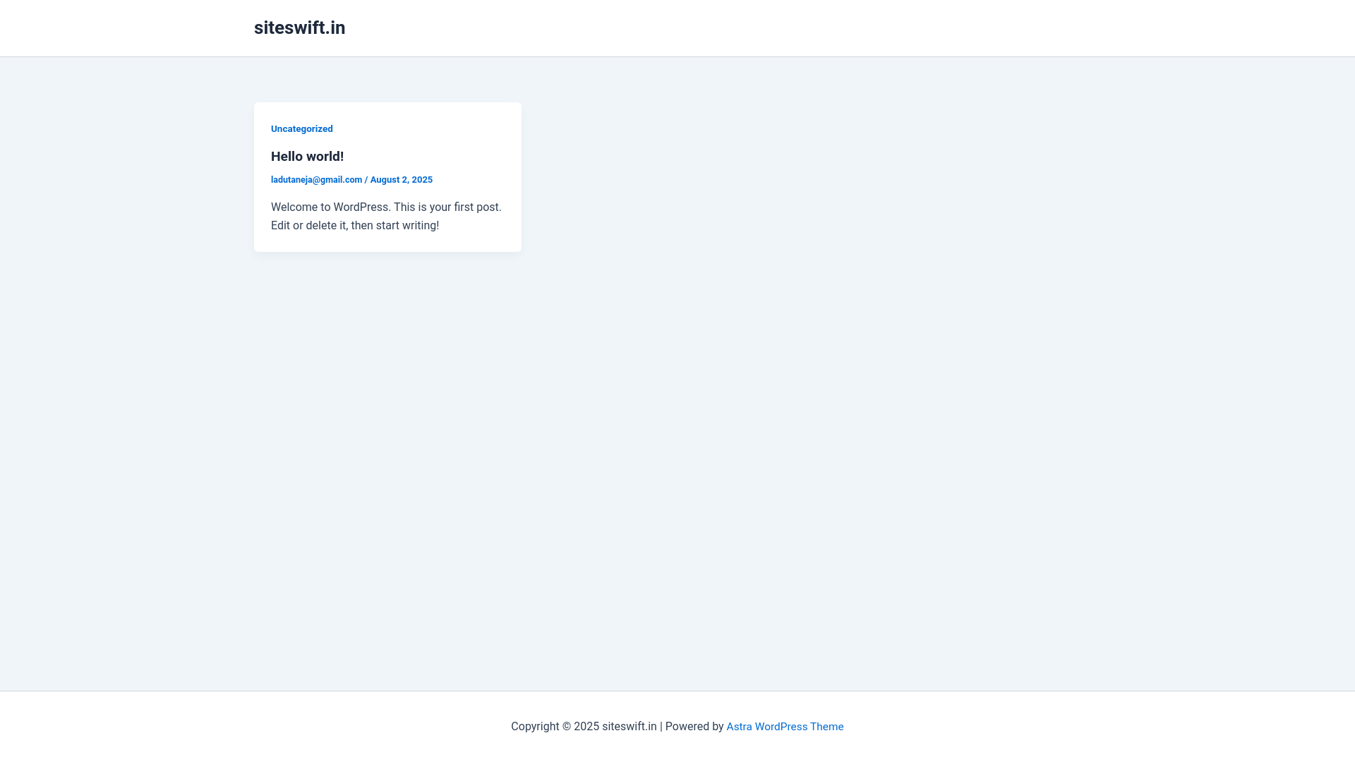 website screenshot of https://siteswift.in/