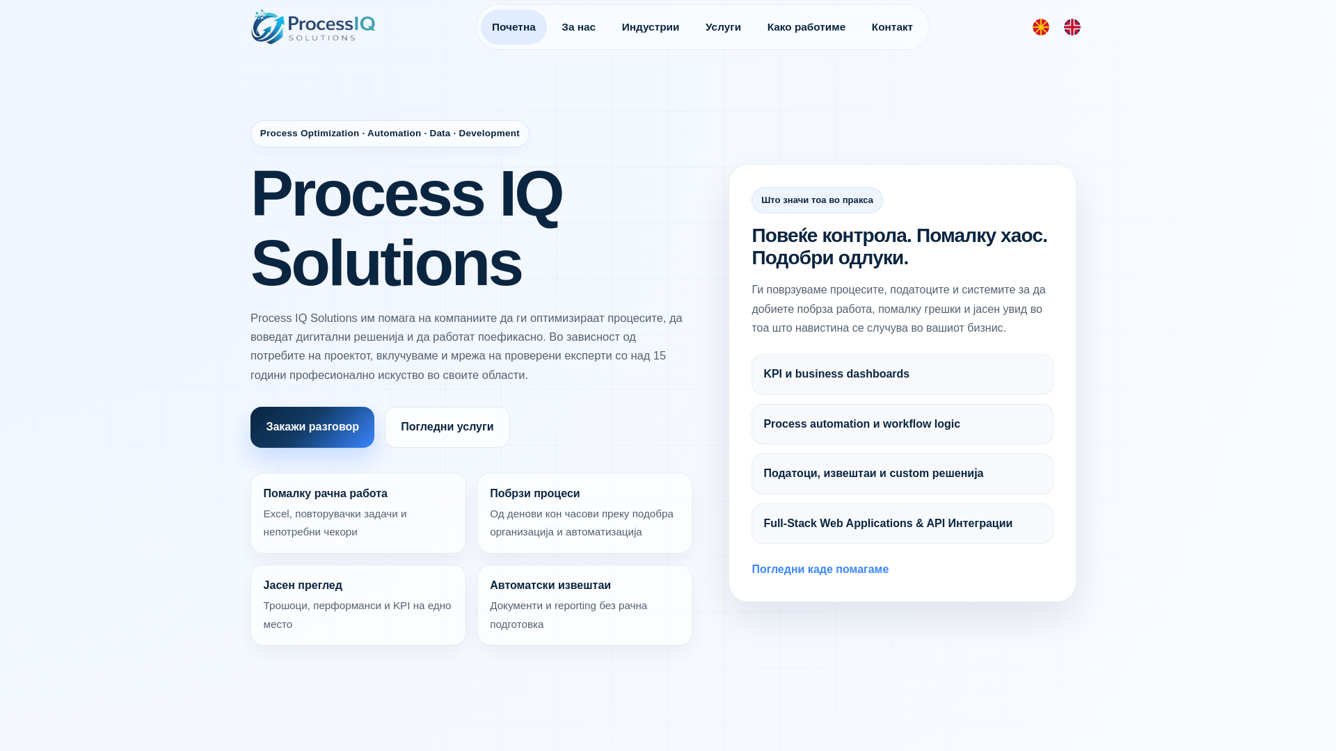 website screenshot of https://processiqsolutions.com.mk