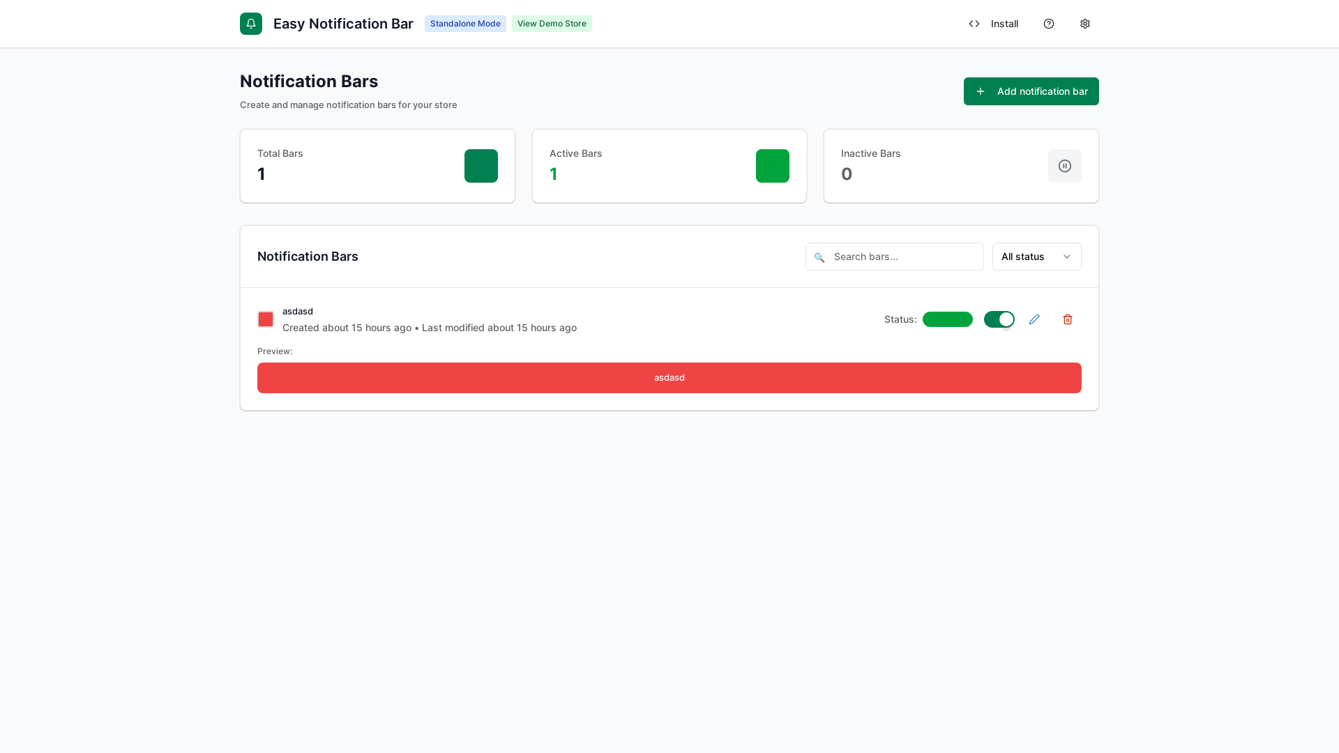 website screenshot of https://easy-notification-bar.com/