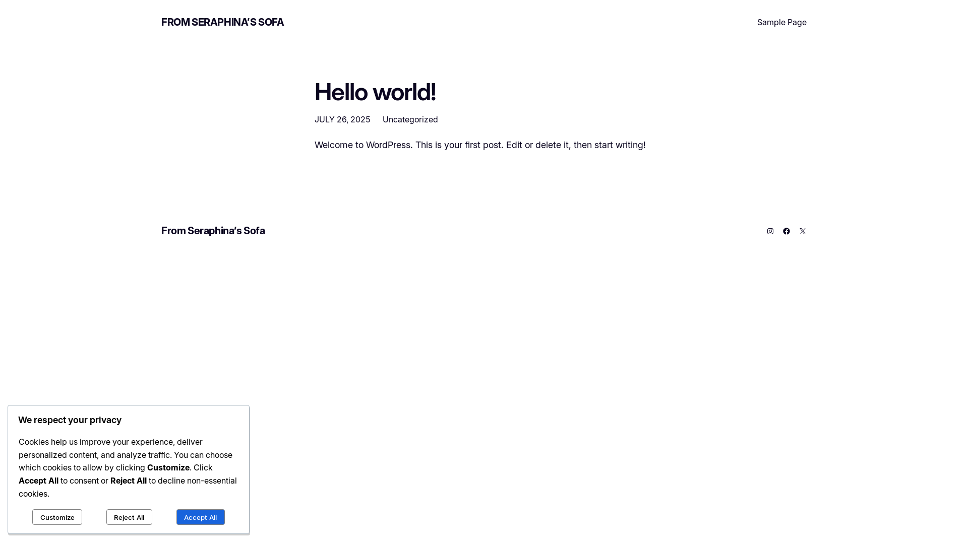 website screenshot of https://fromseraphinassofa.com/