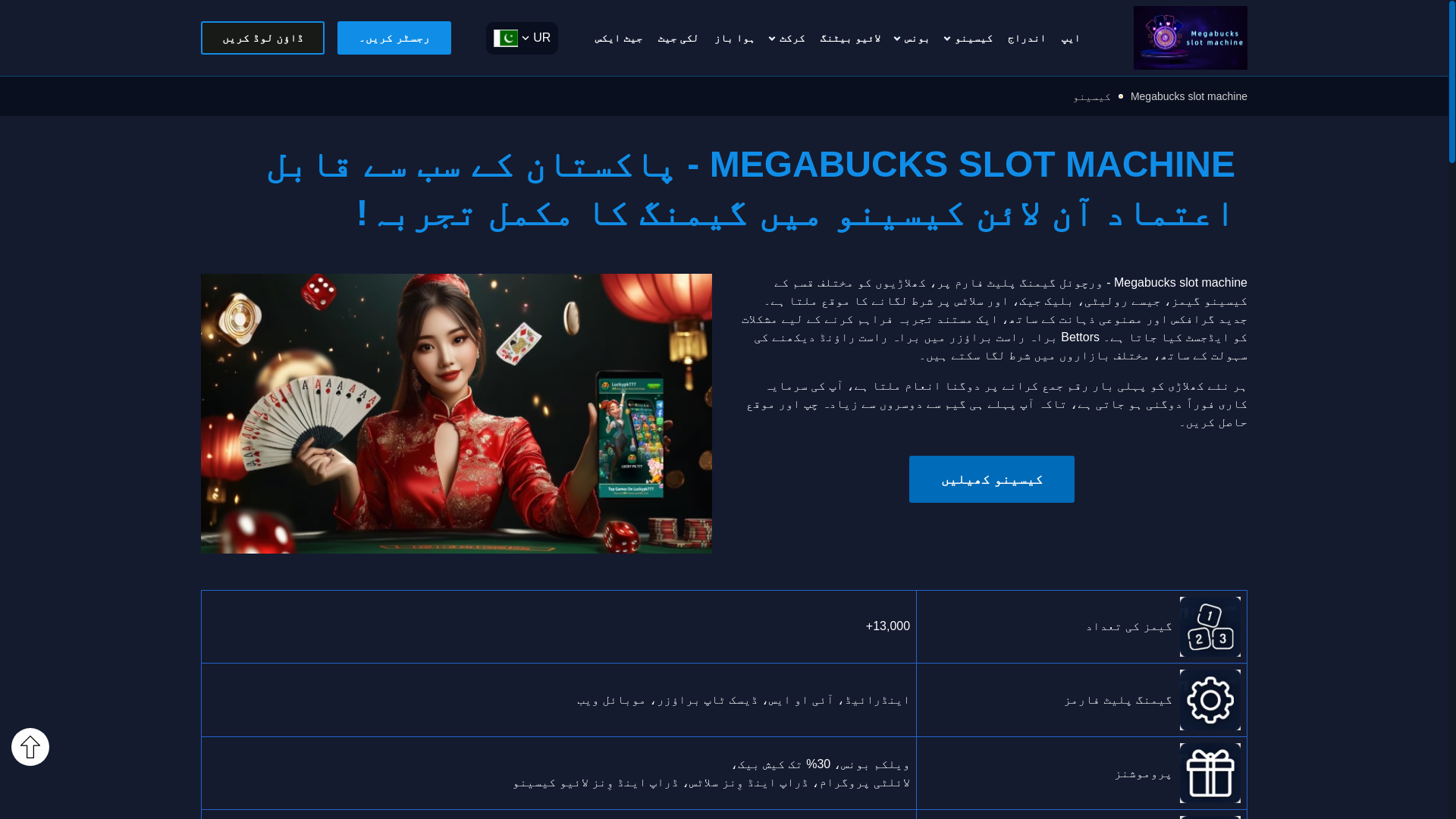 website screenshot of https://pk-megabucksslotmachine.com/