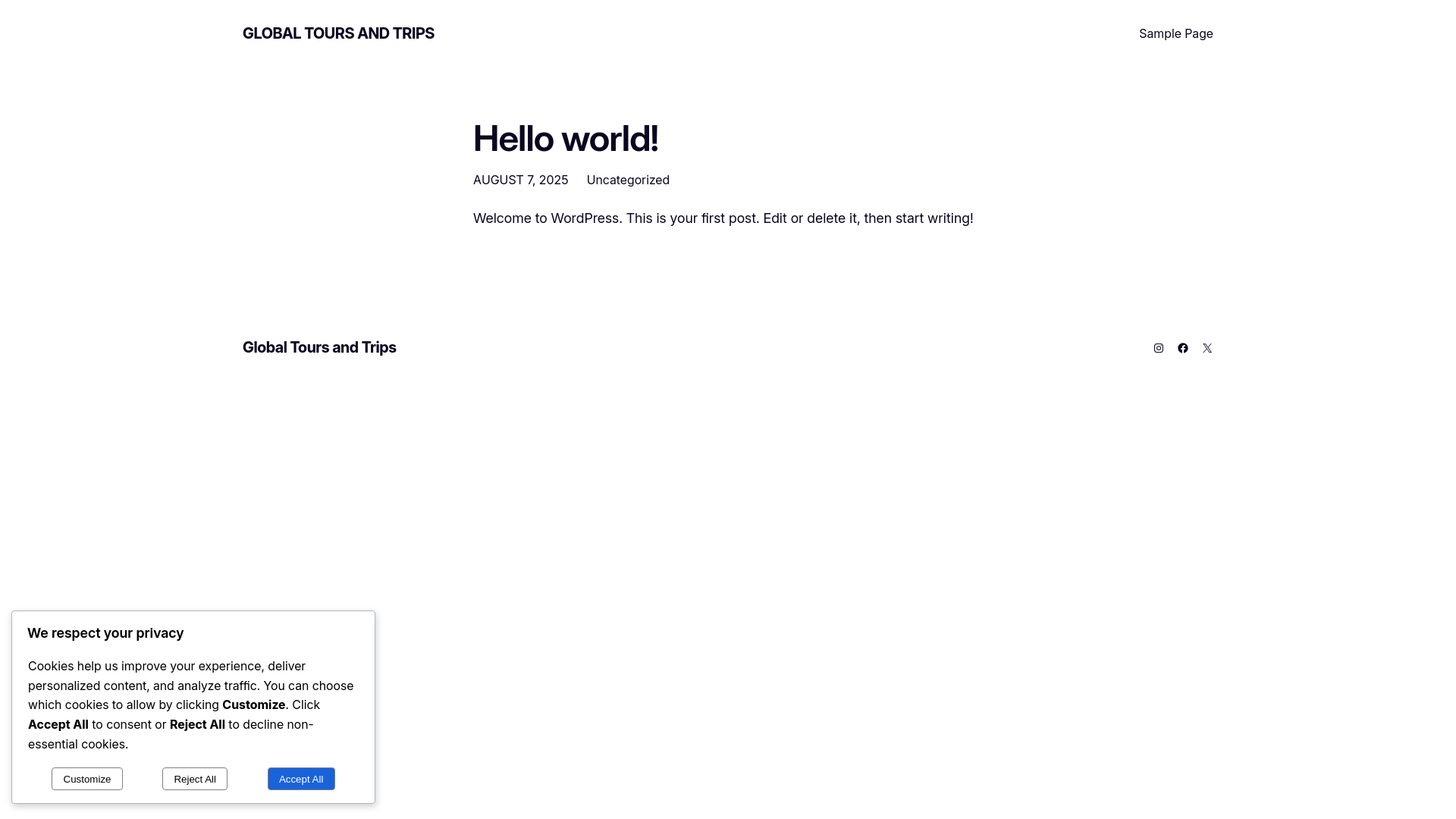 website screenshot of https://globaltoursandtrips.com/